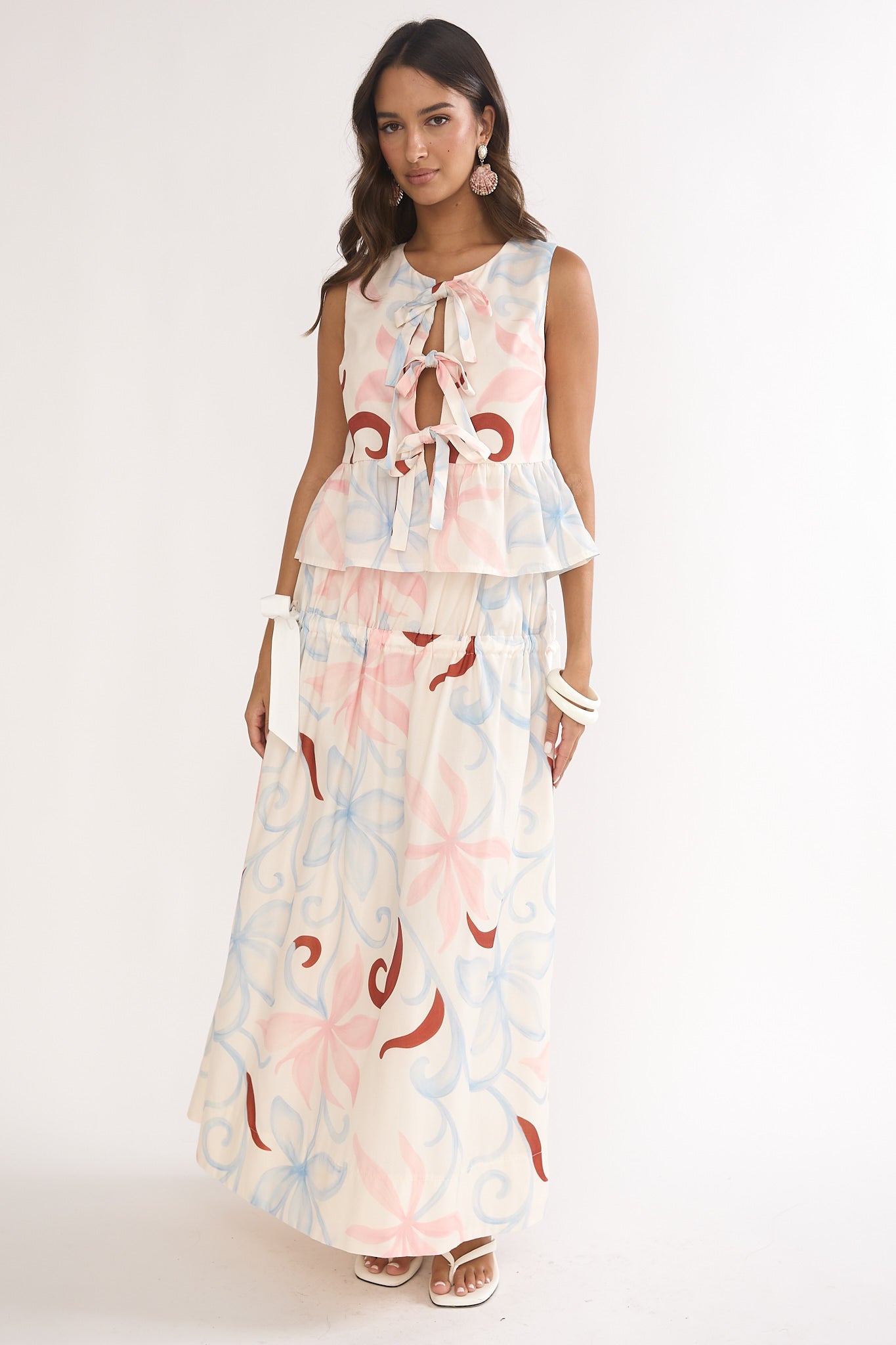 Salty Sea Front Tie Bow Top Floral by Selfie Leslie Australia