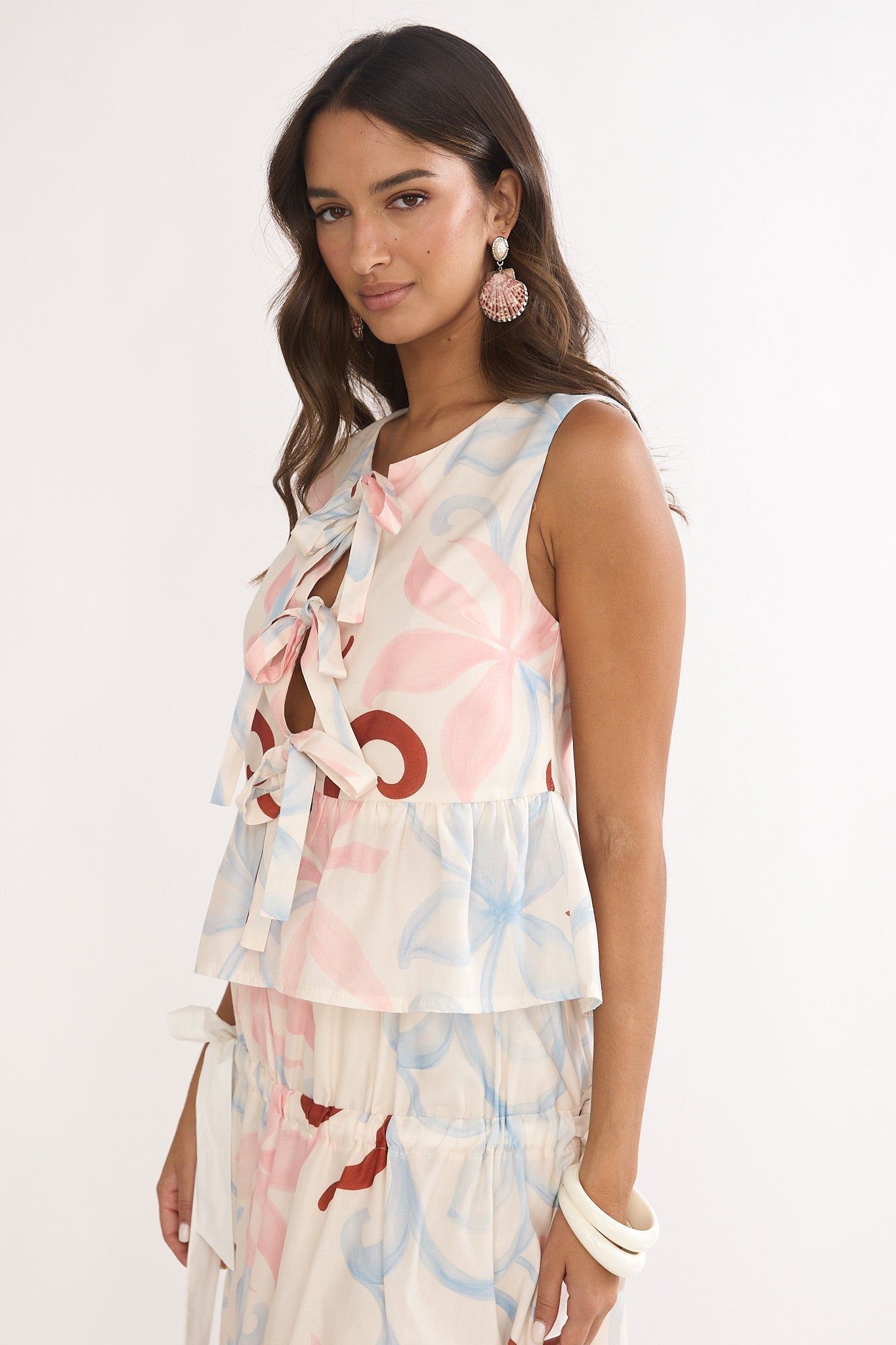 Salty Sea Front Tie Bow Top Floral by Selfie Leslie Australia