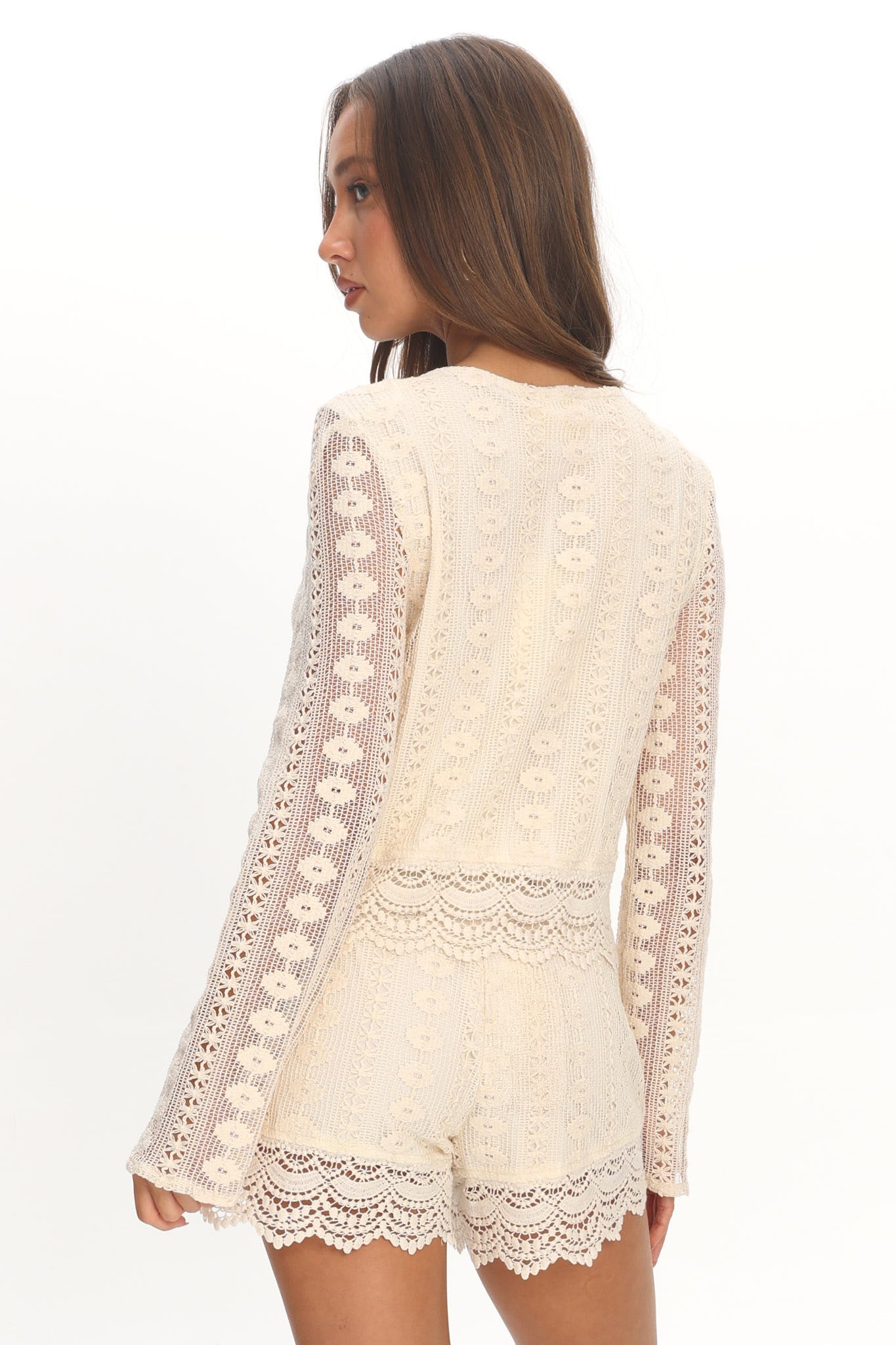 Perrine Lace Tie Front Top Oat by Selfie Leslie Australia