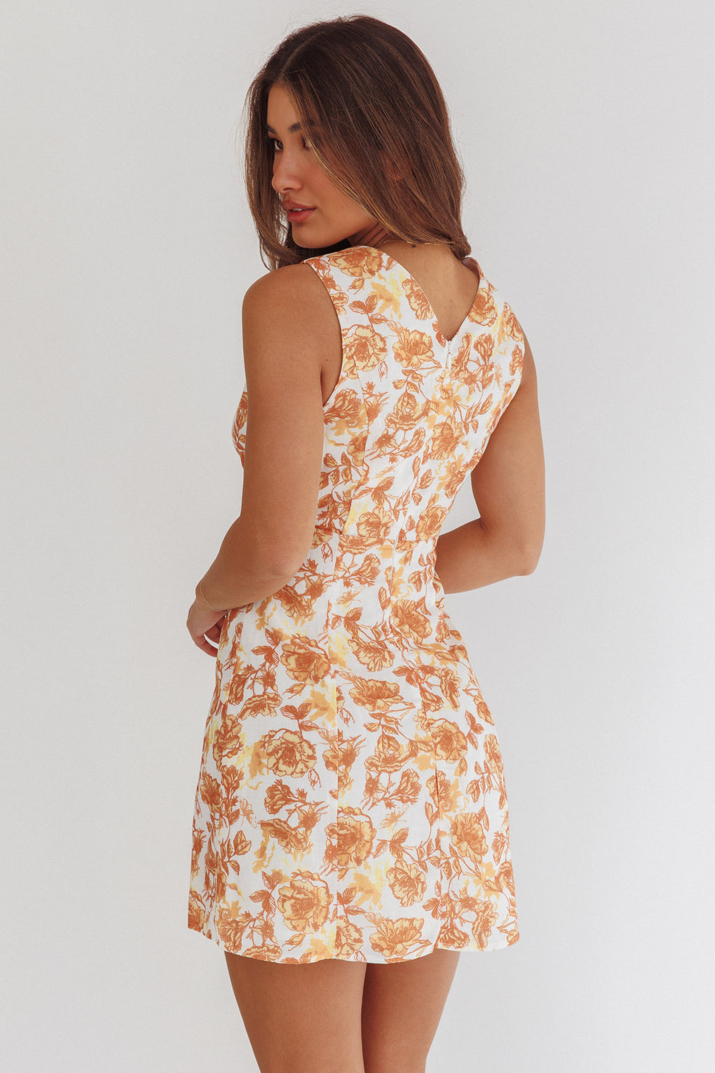 Ask Her Out Button Front Mini Dress Floral Yellow by Selfie Leslie Australia