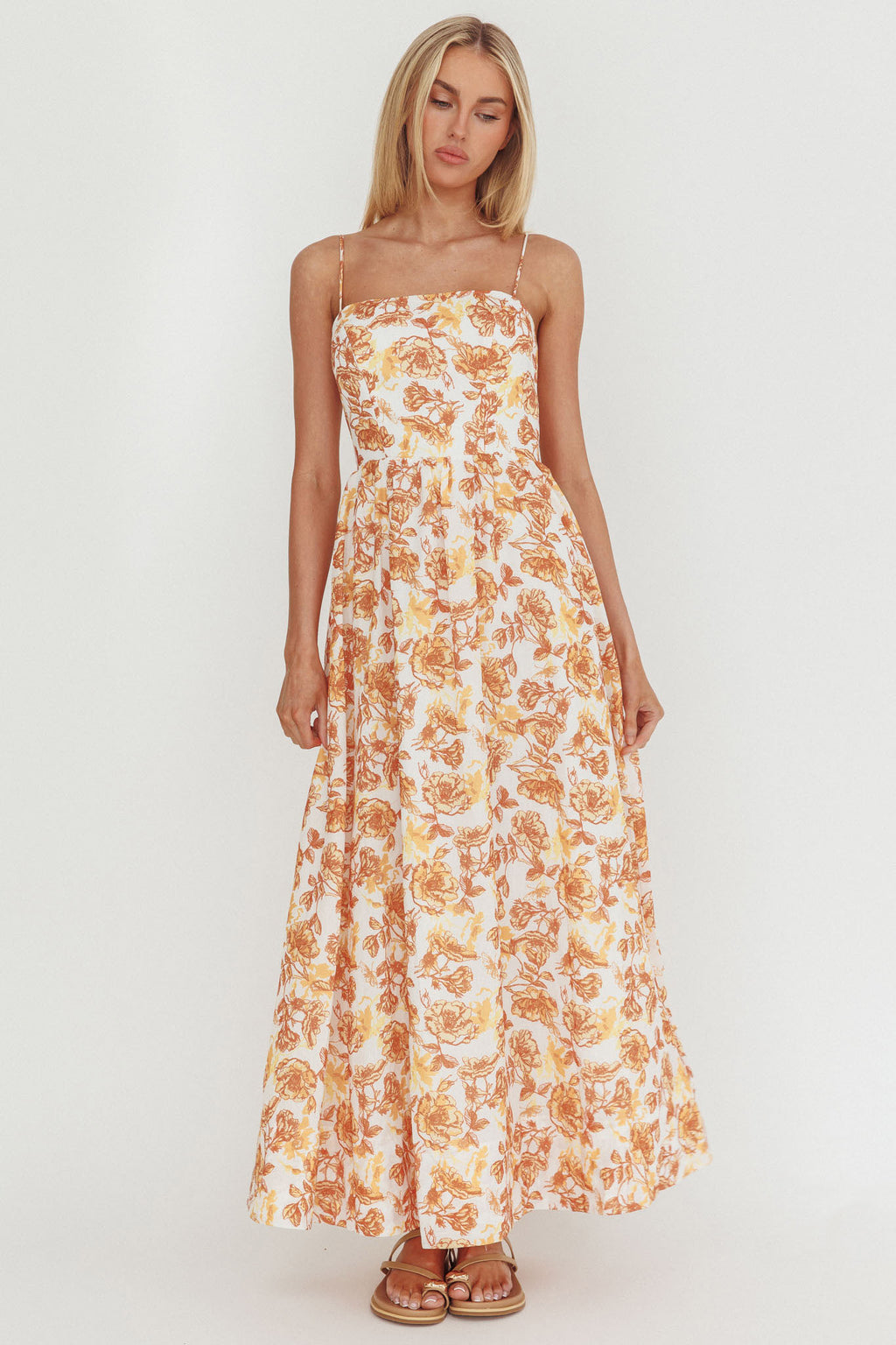 Wild Card Cami Strap Maxi Dress Floral Yellow by Selfie Leslie Australia