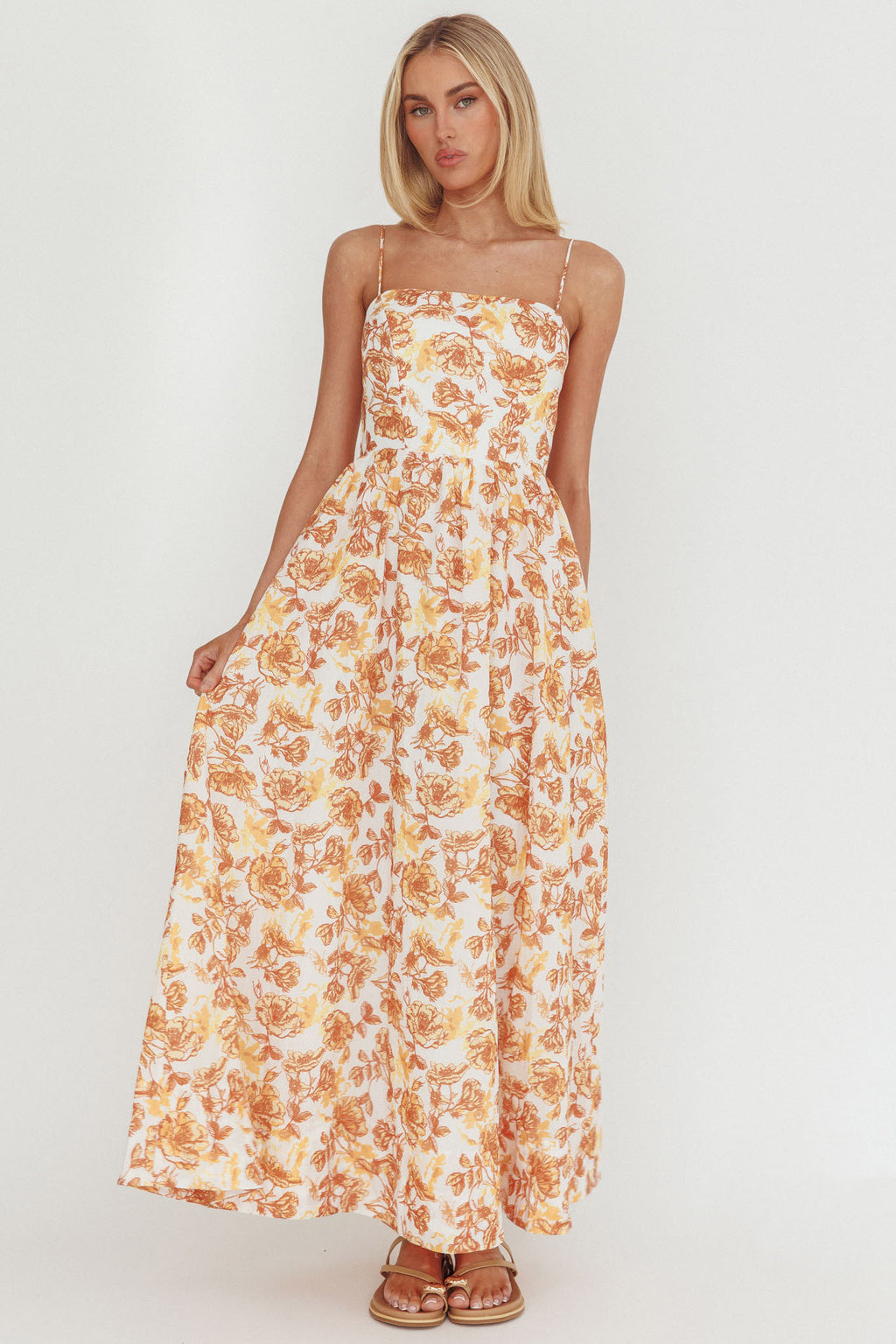 Wild Card Cami Strap Maxi Dress Floral Yellow by Selfie Leslie Australia