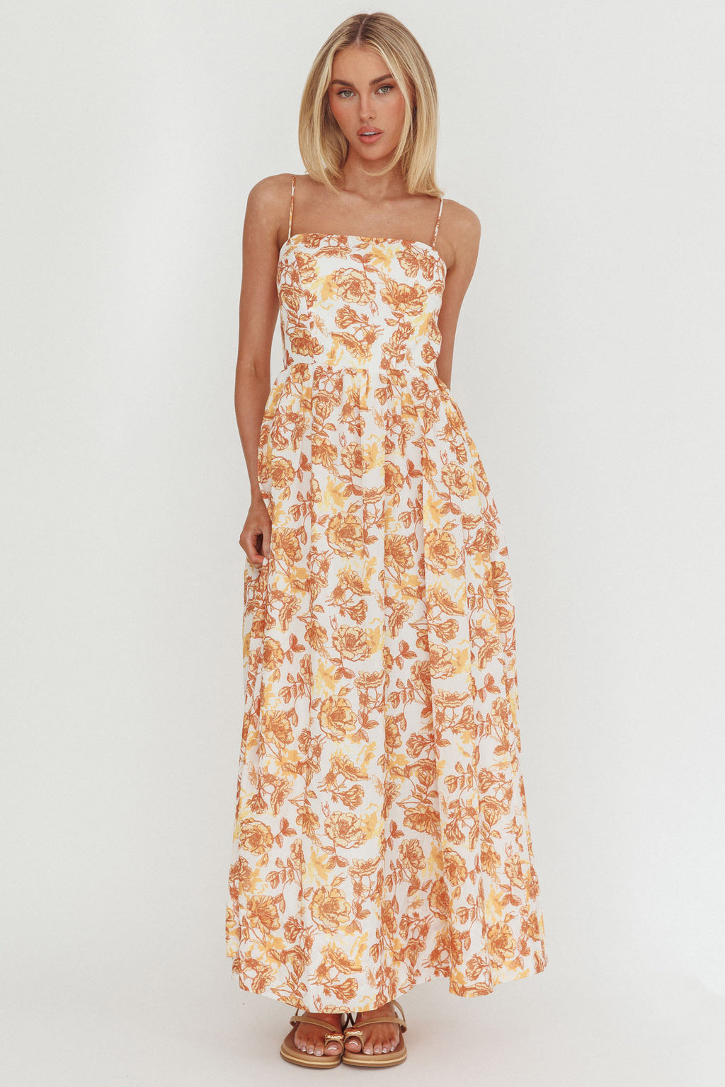 Wild Card Cami Strap Maxi Dress Floral Yellow by Selfie Leslie Australia