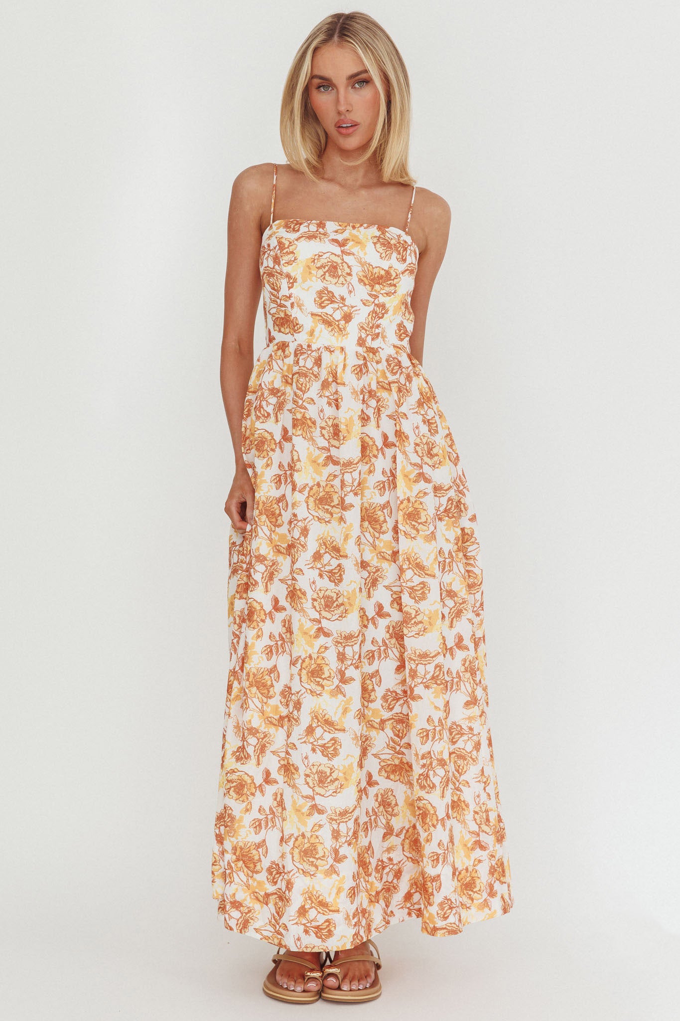 Wild Card Cami Strap Maxi Dress Floral Yellow by Selfie Leslie Australia