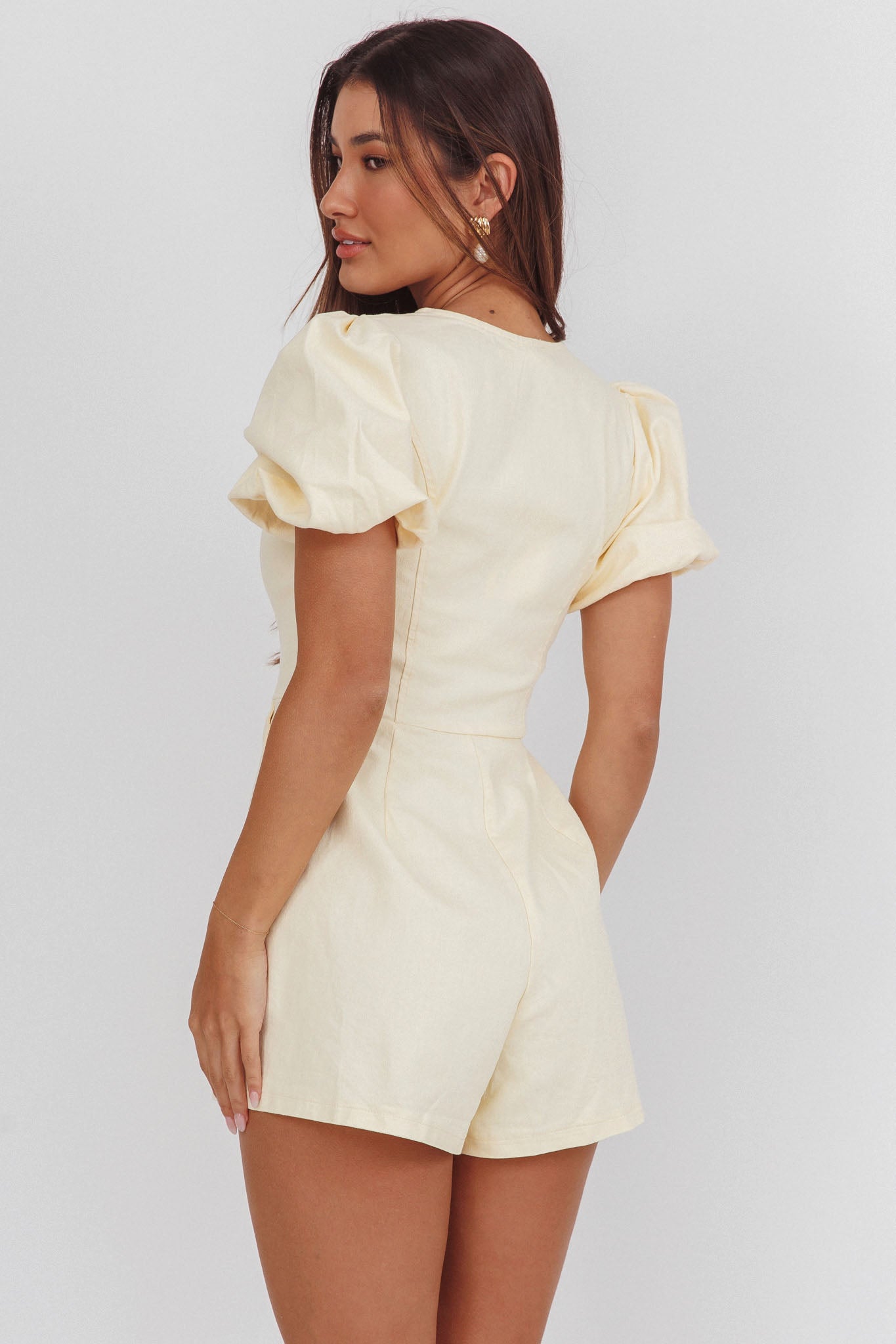 Briony Puff Sleeve Romper Butter by Selfie Leslie Australia