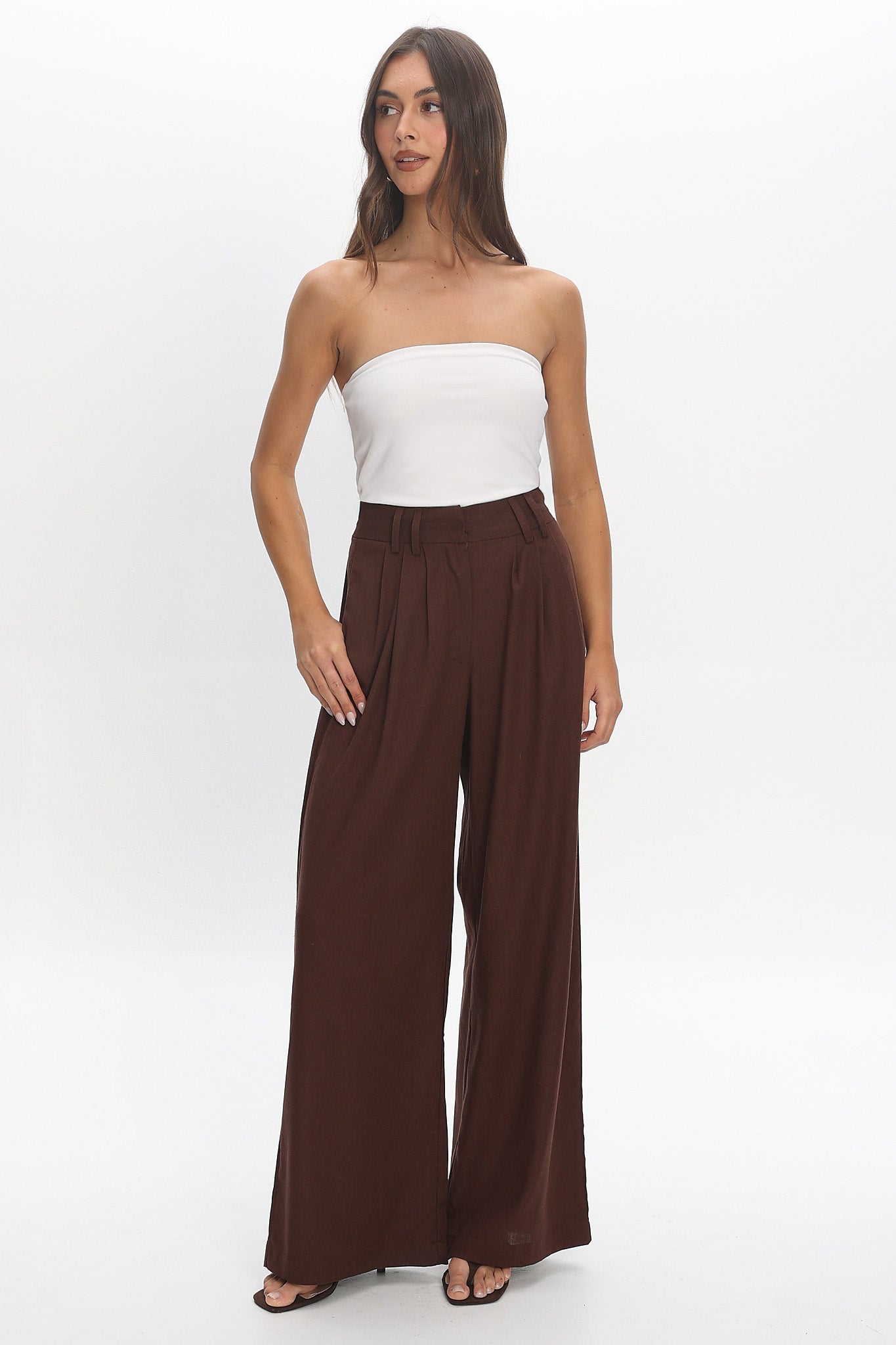Jinny Wide Leg Pants Chocolate