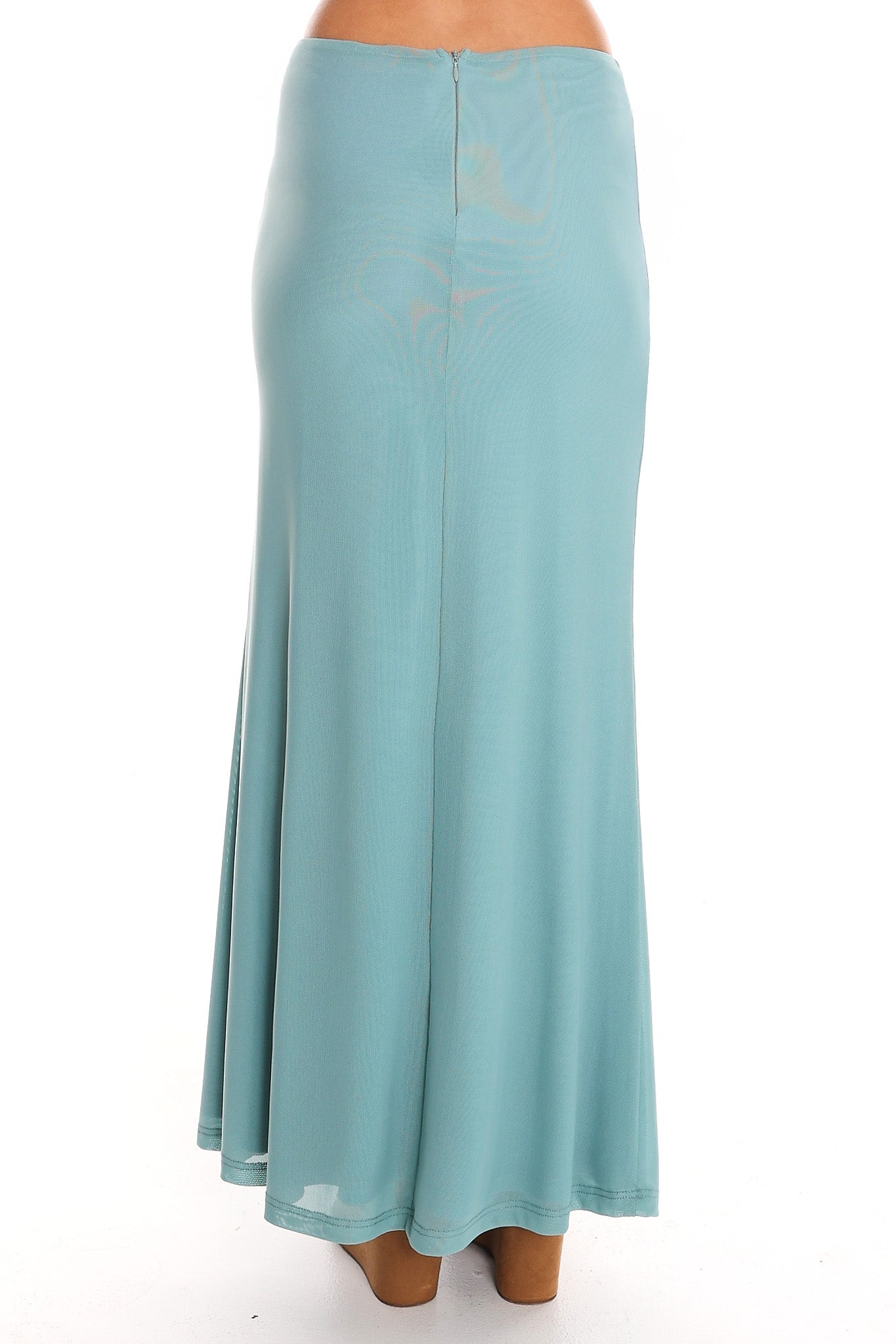 Low Tide Draped Mesh Maxi Skirt Teal