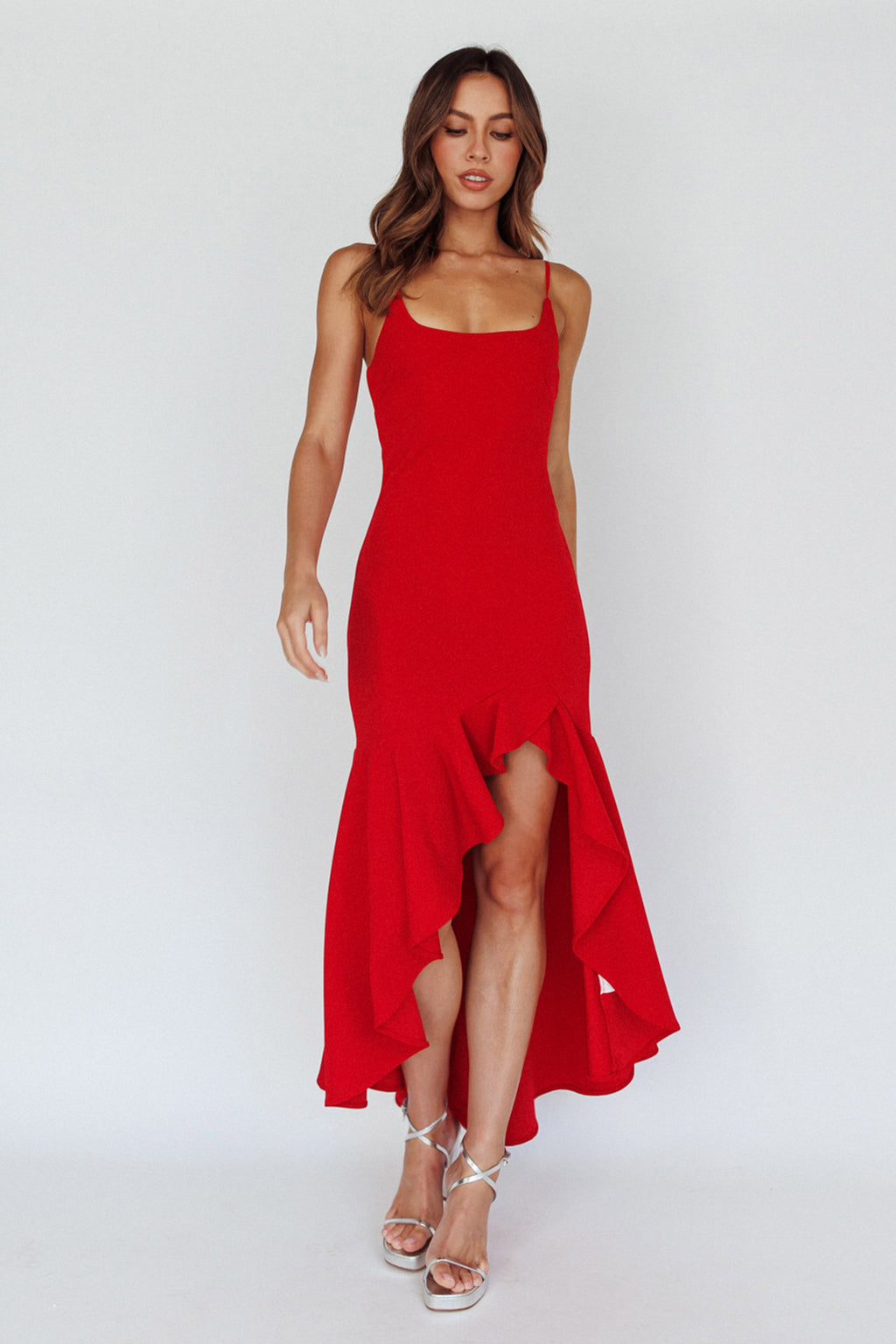 Emoji Asymmetrical Hemline Dress Red by Selfie Leslie Australia