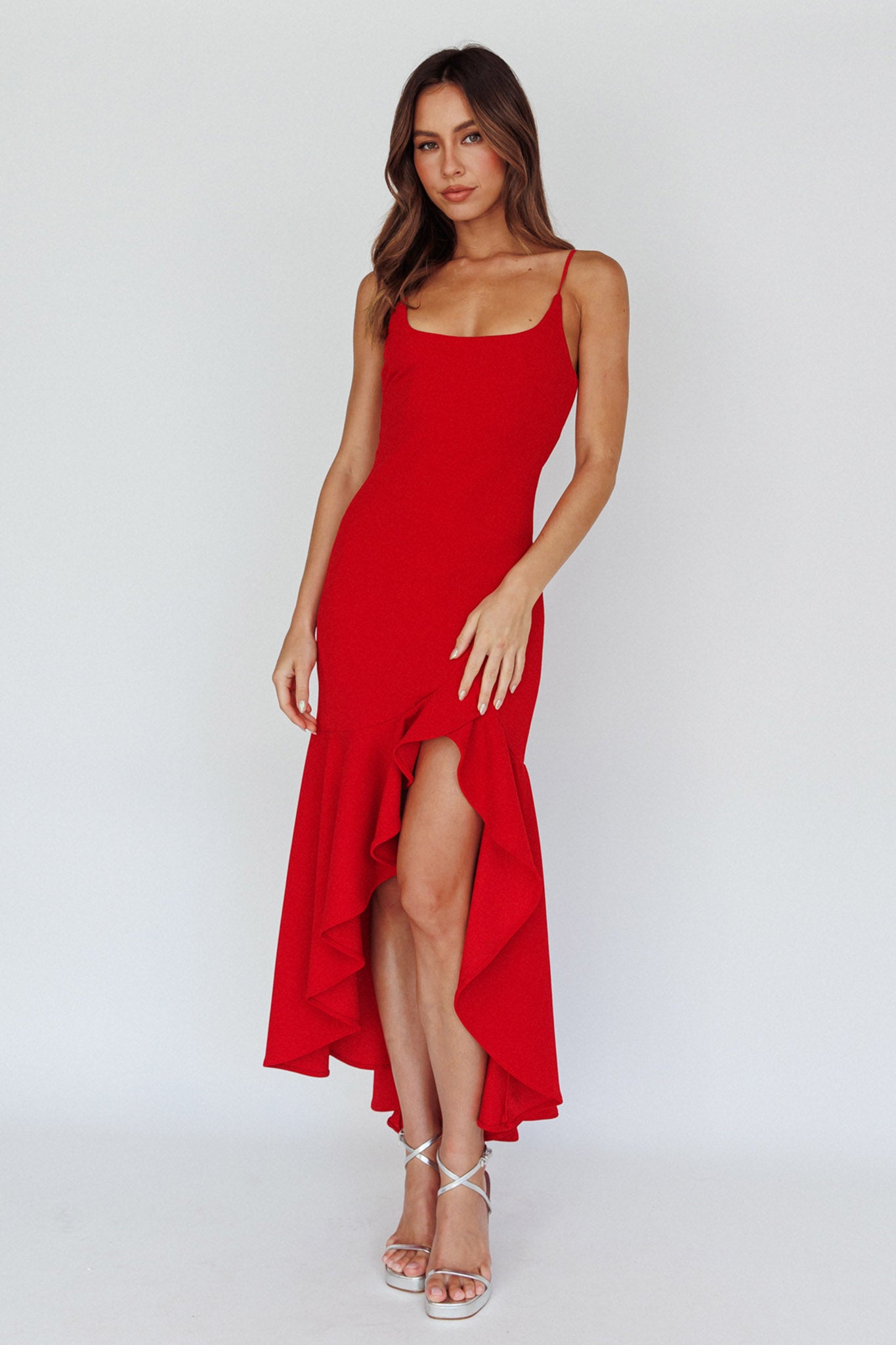 Emoji Asymmetrical Hemline Dress Red by Selfie Leslie Australia