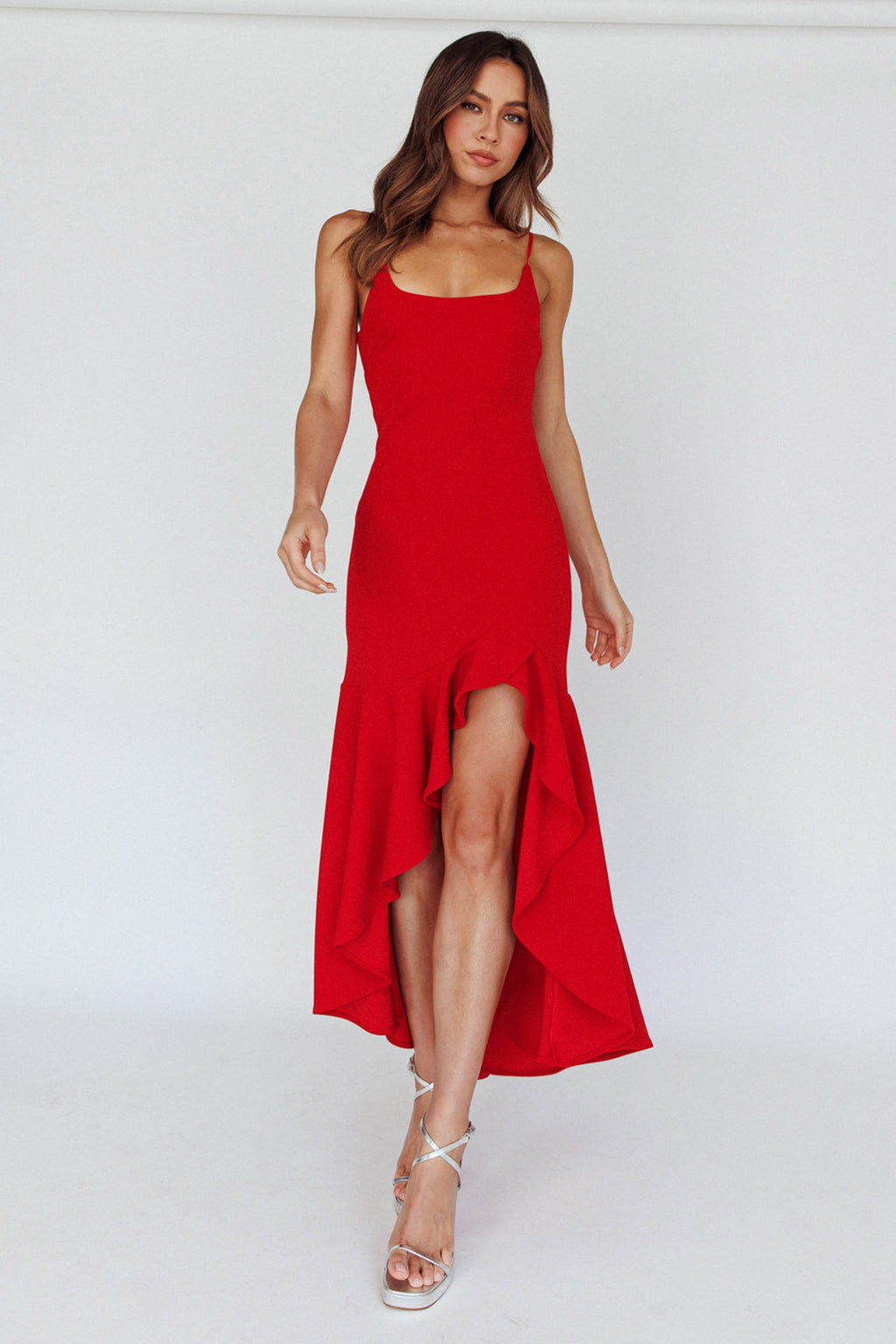 Emoji Asymmetrical Hemline Dress Red by Selfie Leslie Australia