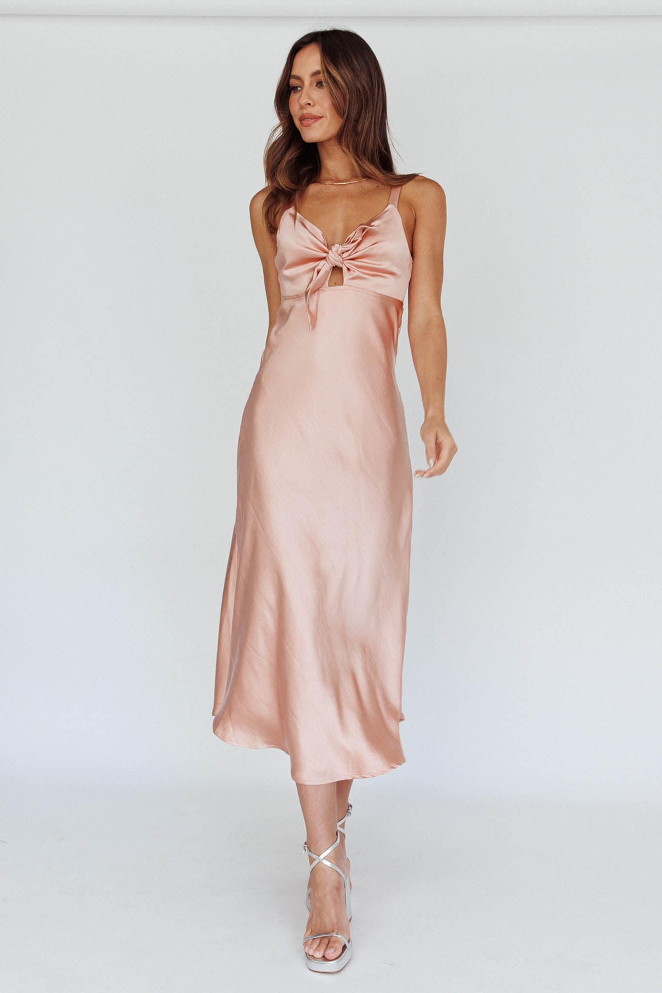 Perfect Day Satin Midi Dress Blush by Selfie Leslie Australia