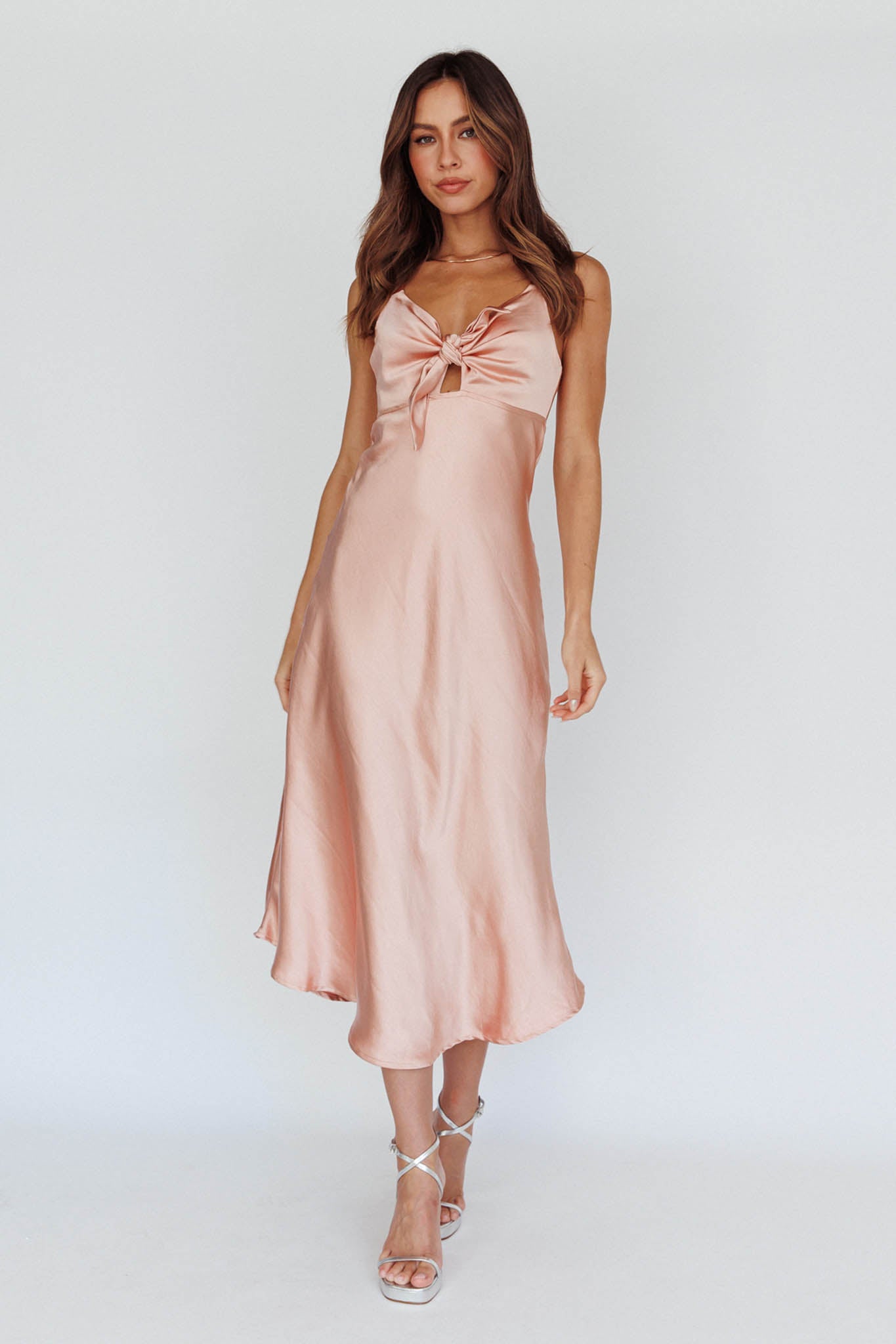 Perfect Day Satin Midi Dress Blush by Selfie Leslie Australia