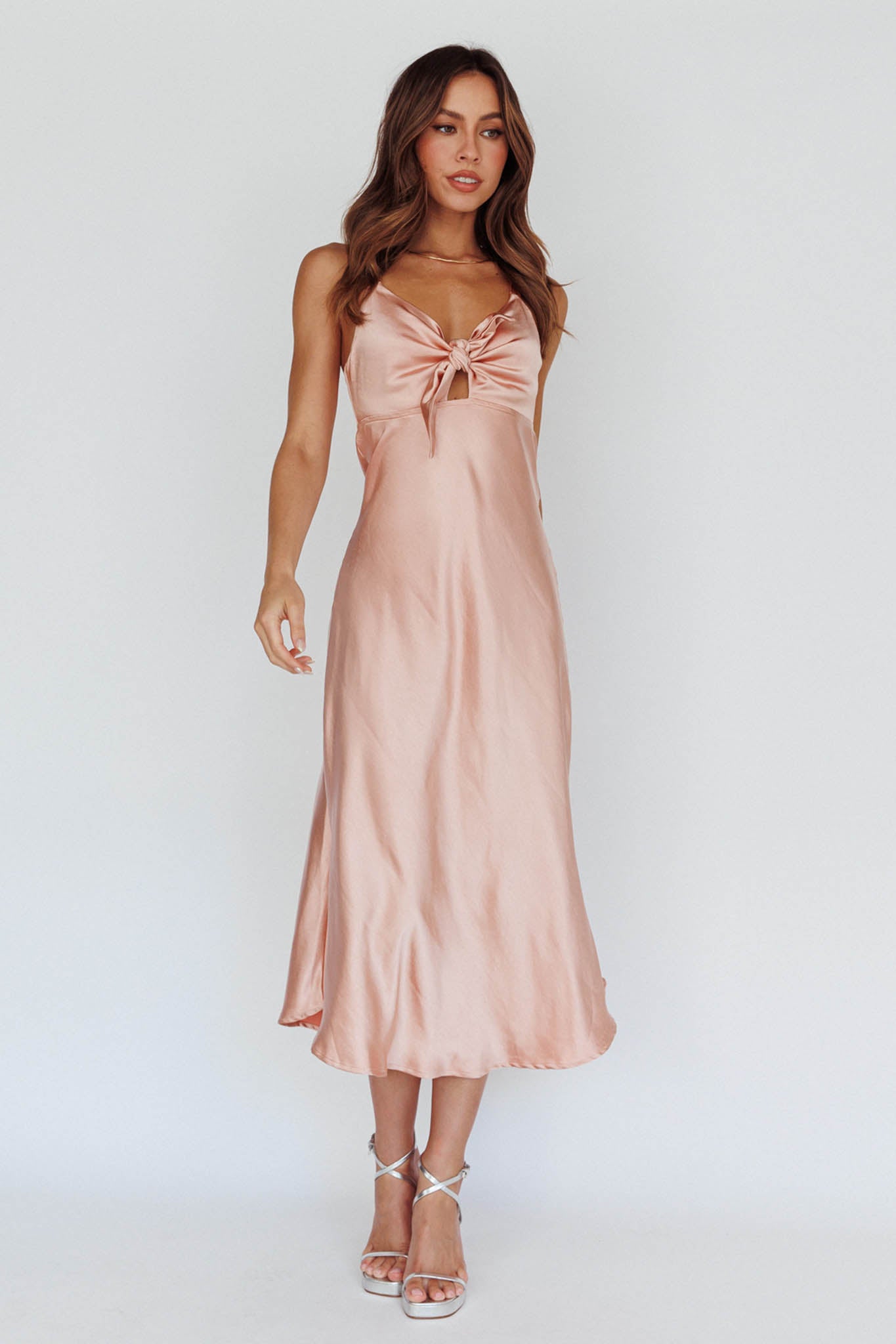 Perfect Day Satin Midi Dress Blush by Selfie Leslie Australia
