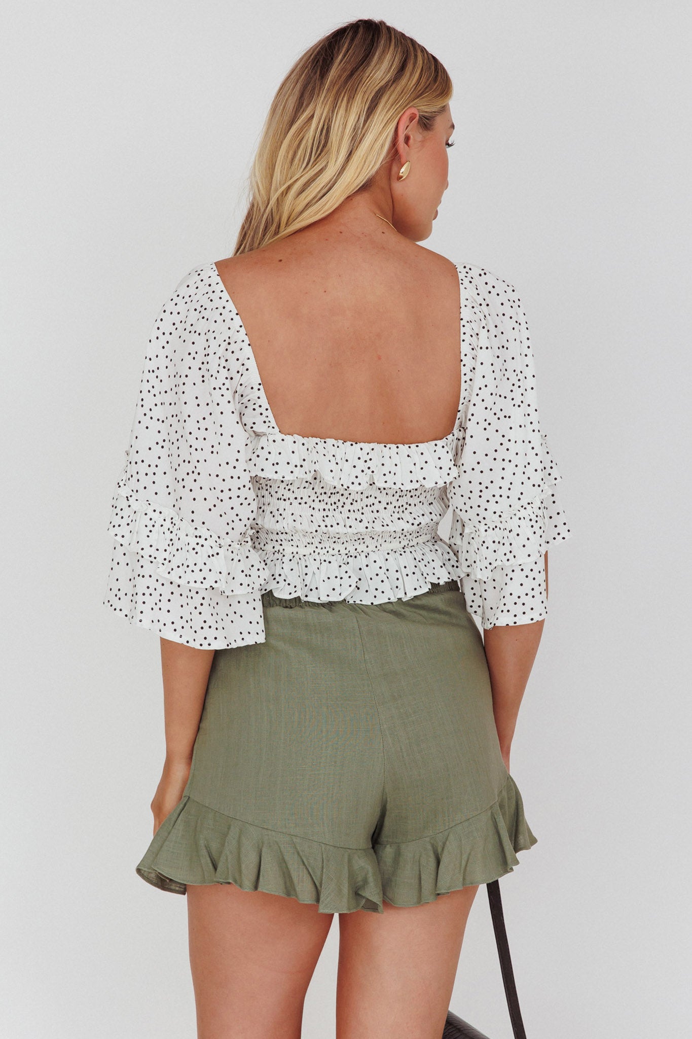 You Got It Tied Ruffle Skort Olive by Selfie Leslie Australia