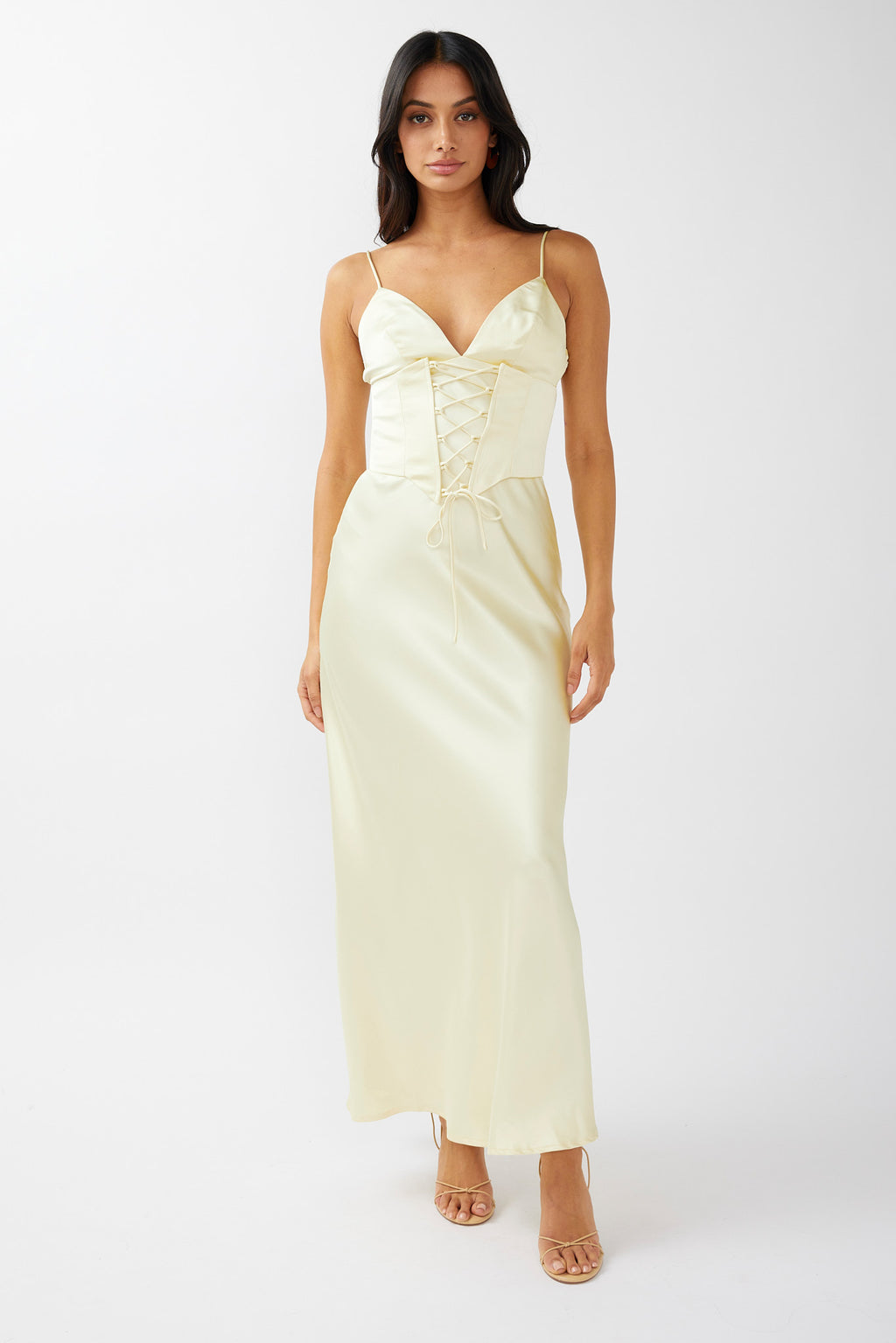 Downtown Cami Strap Corset Waist Dress Butter by Selfie Leslie Australia