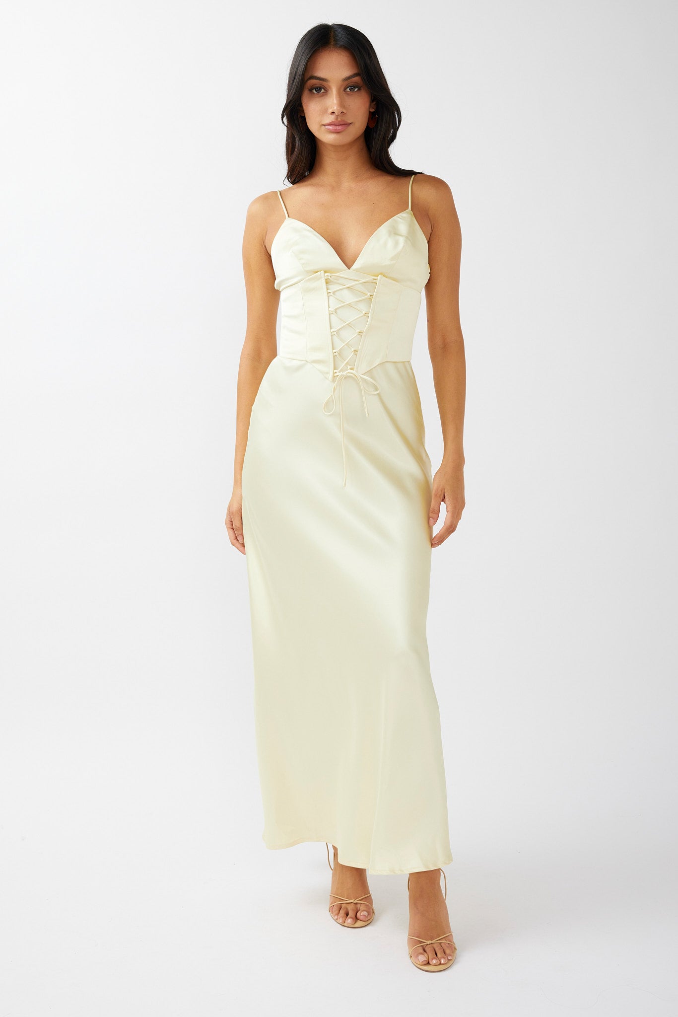 Downtown Cami Strap Corset Waist Dress Butter by Selfie Leslie Australia