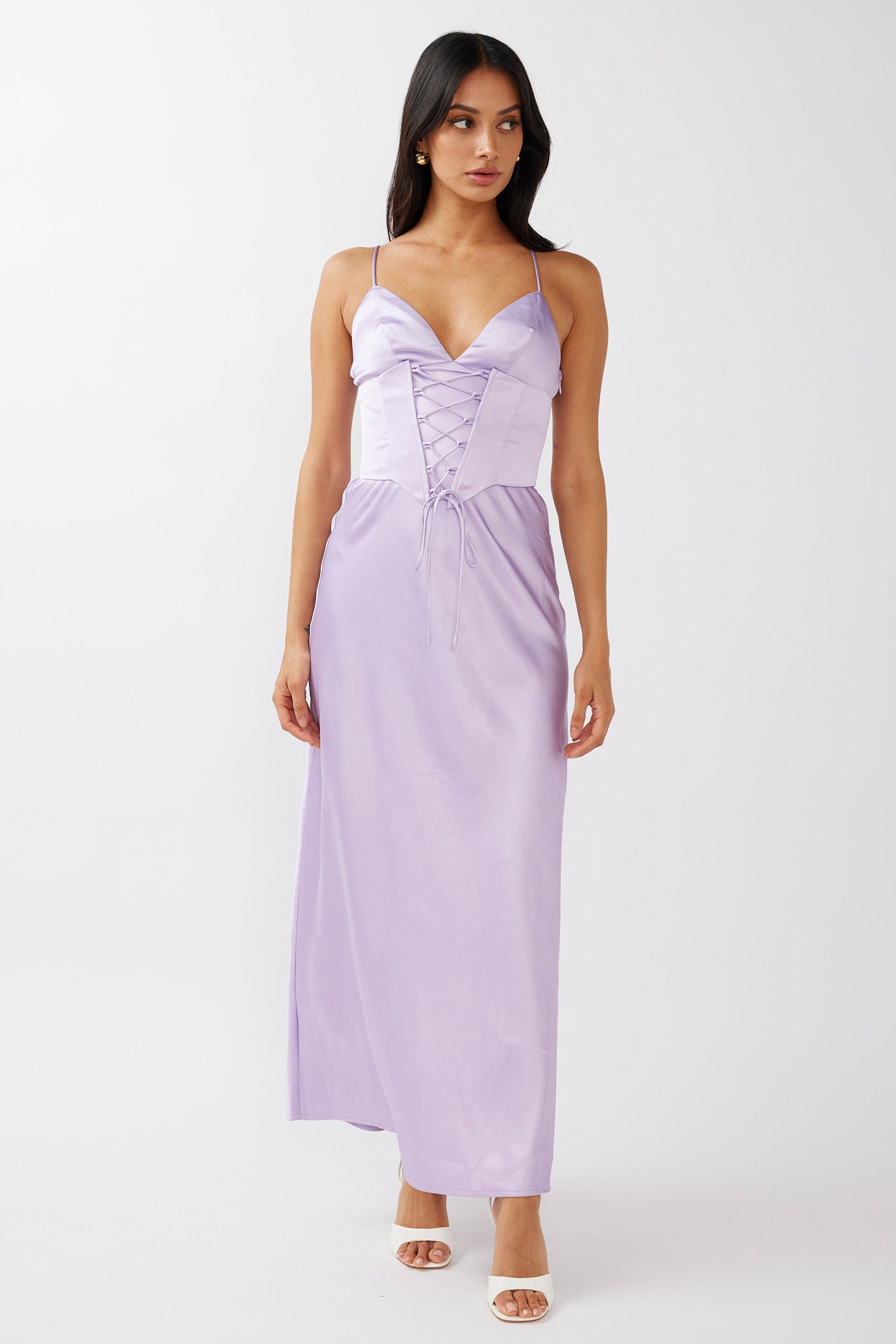 Downtown Cami Strap Corset Waist Dress Lilac by Selfie Leslie Australia