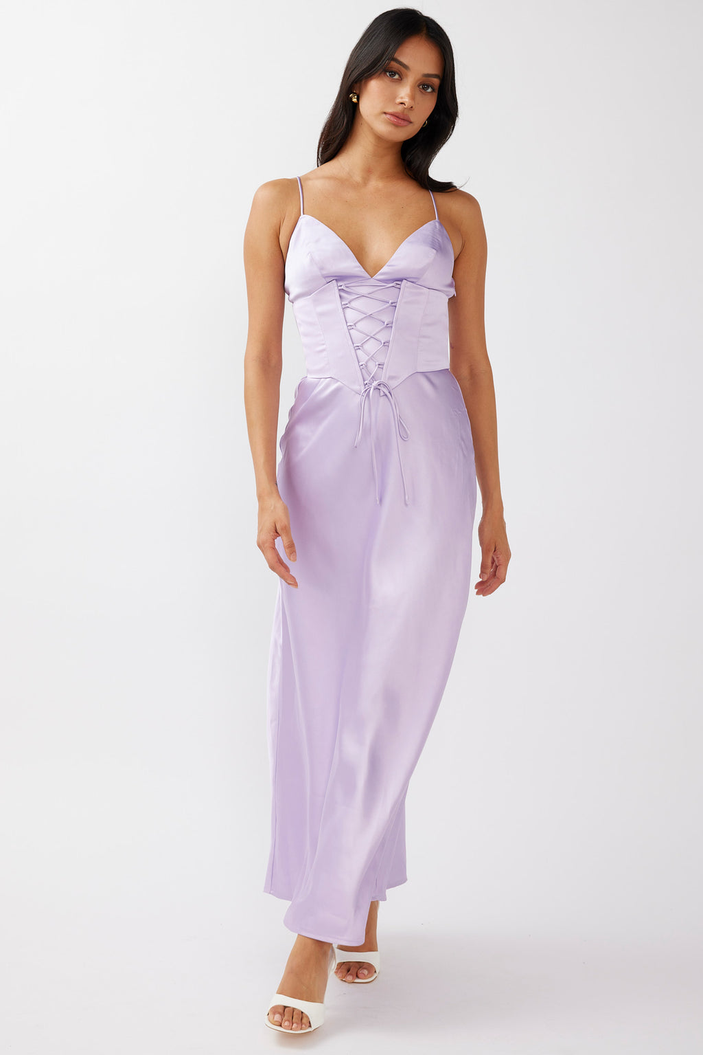 Downtown Cami Strap Corset Waist Dress Lilac by Selfie Leslie Australia