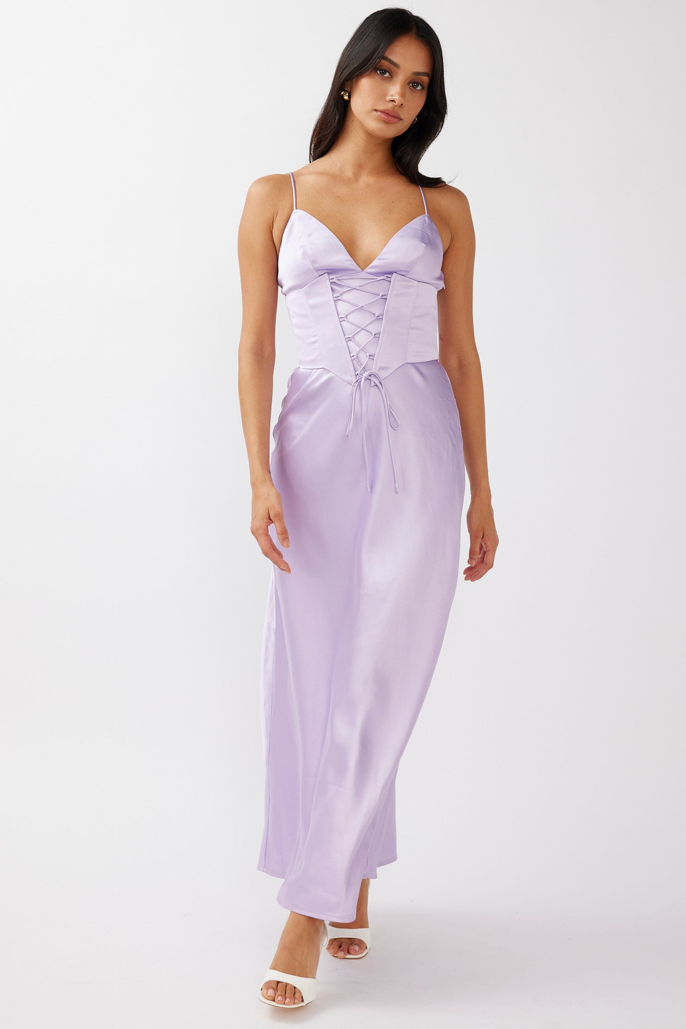 Downtown Cami Strap Corset Waist Dress Lilac by Selfie Leslie Australia