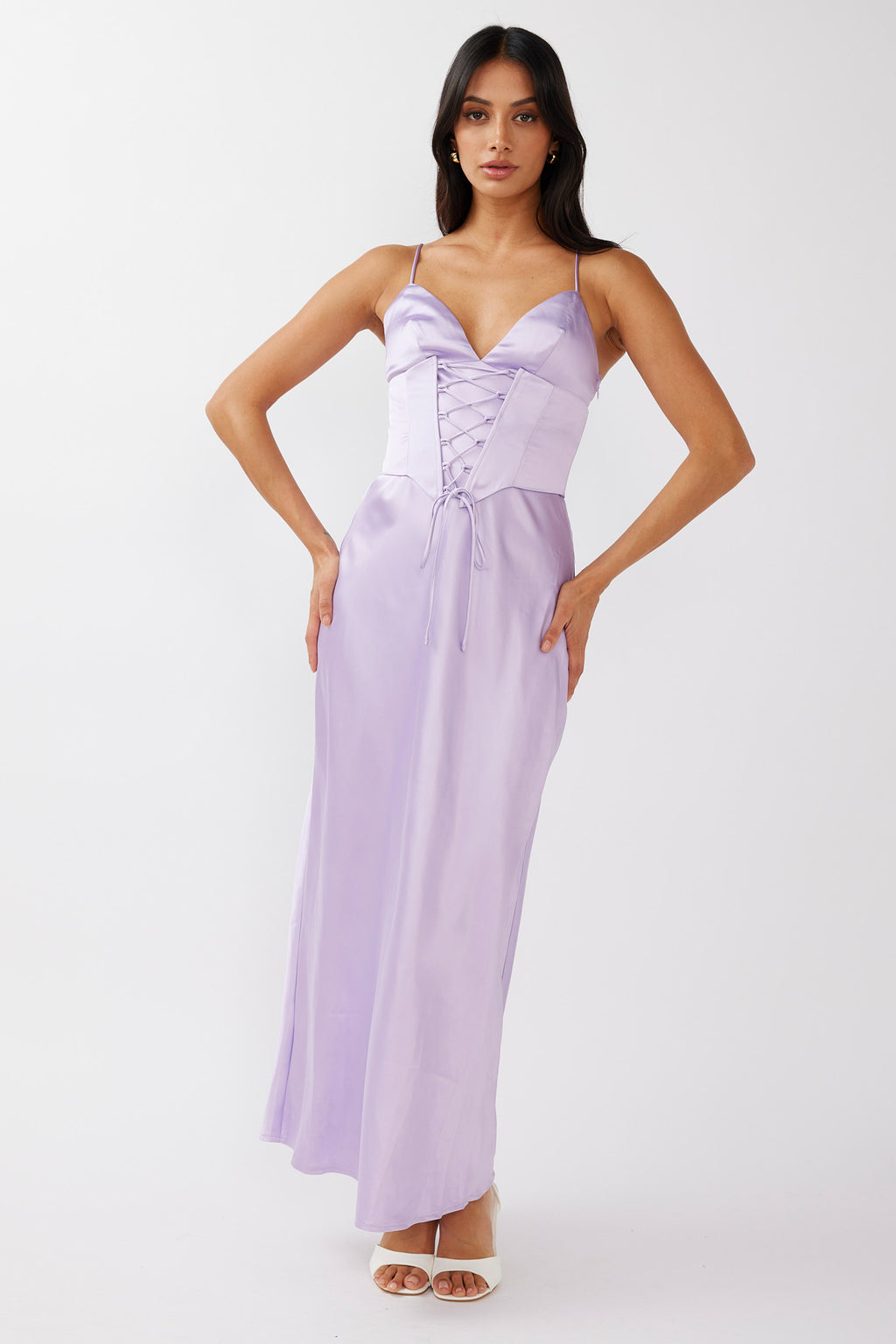 Downtown Cami Strap Corset Waist Dress Lilac by Selfie Leslie Australia