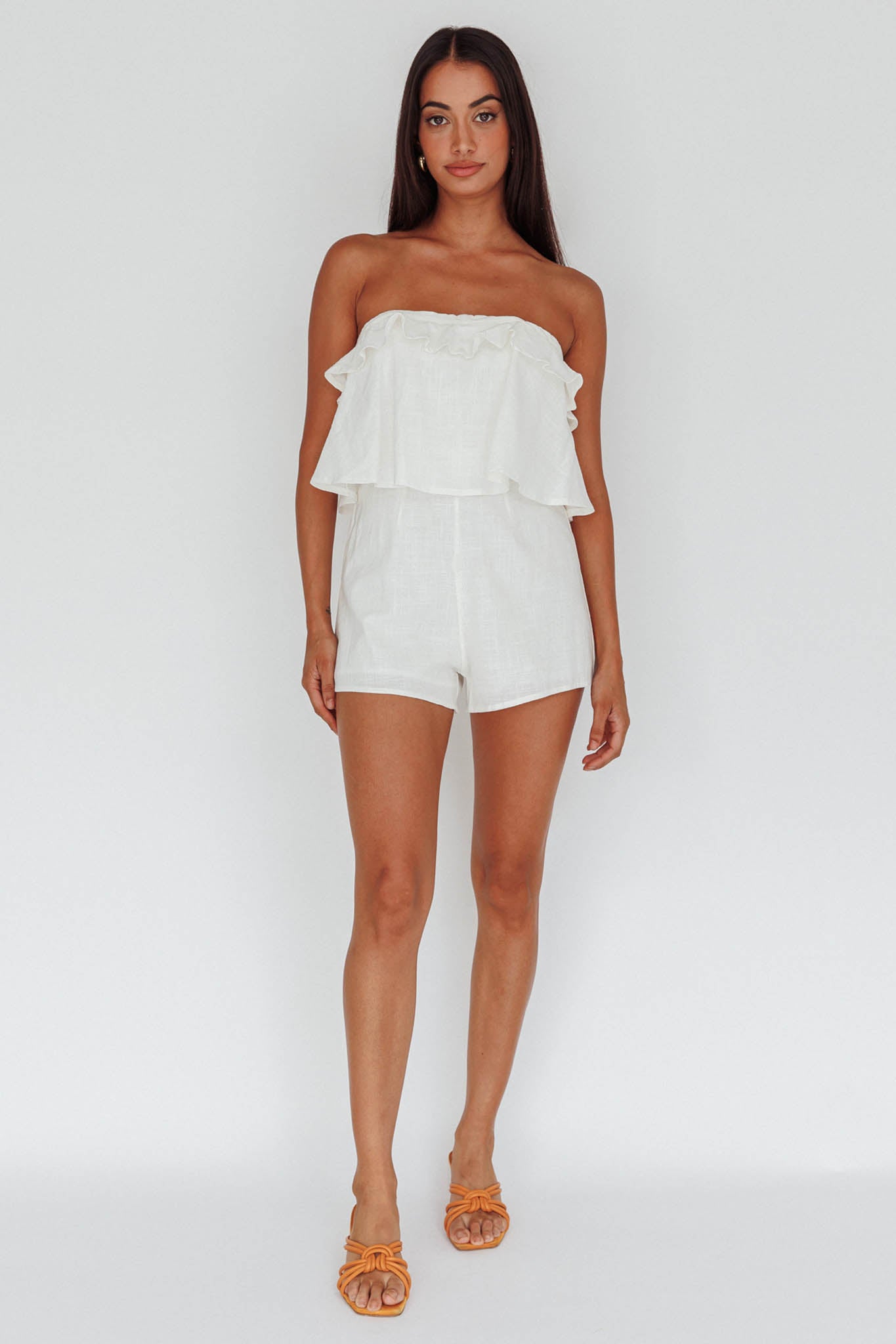 Joey Strapless Tie-Back Romper White by Selfie Leslie Australia