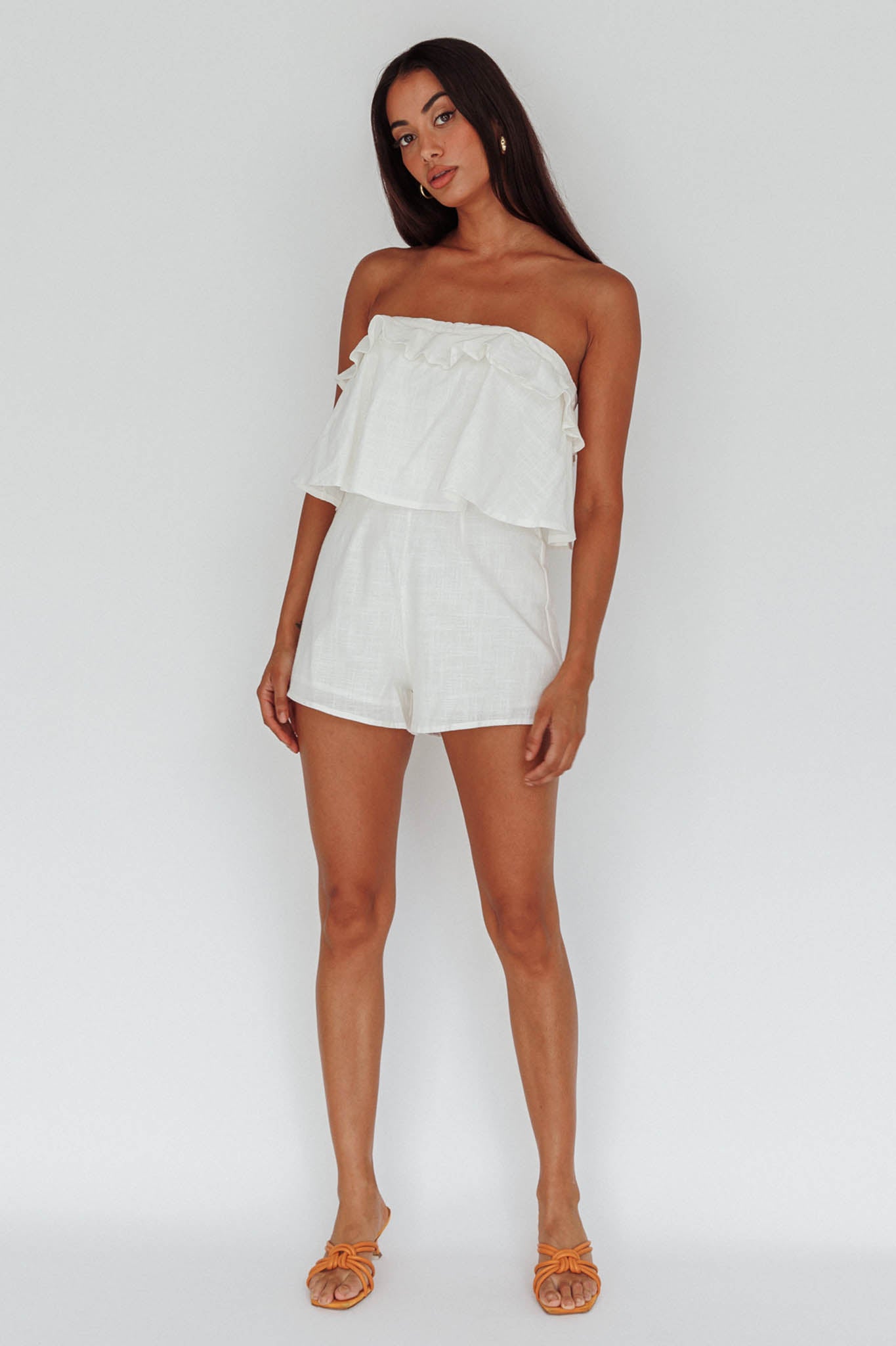 Joey Strapless Tie-Back Romper White by Selfie Leslie Australia