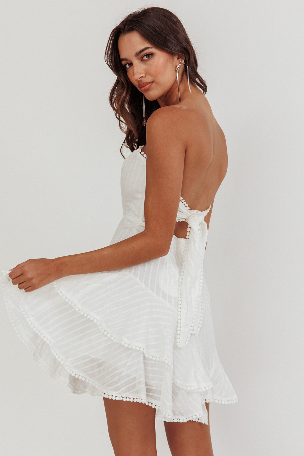 Candy Strapless Layered Ruffle Hem Dress White by Selfie Leslie Australia