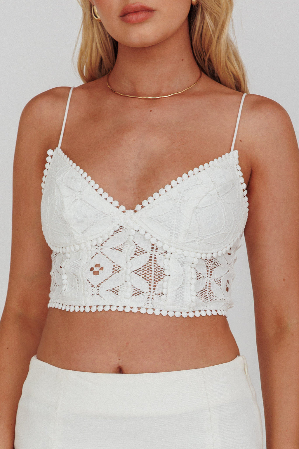 Talk About Me Cami Crop Top White by Selfie Leslie Australia