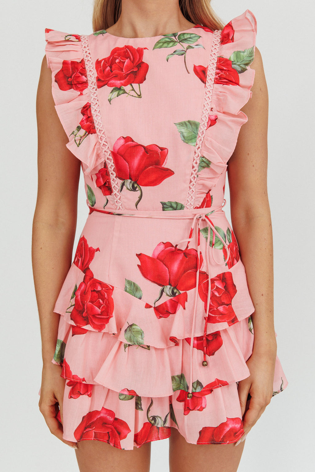 Weekend Muse Sleeveless Layered Frill Romper Rose by Selfie Leslie Australia