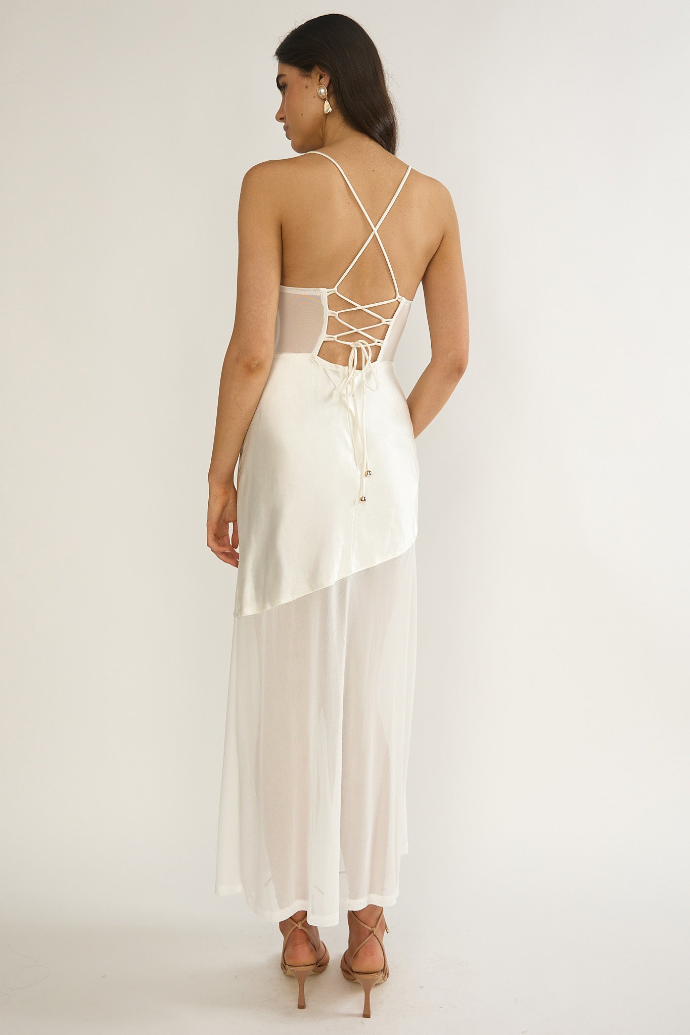 Golden Era Sheer Waist Maxi Dress Oyster by Selfie Leslie Australia