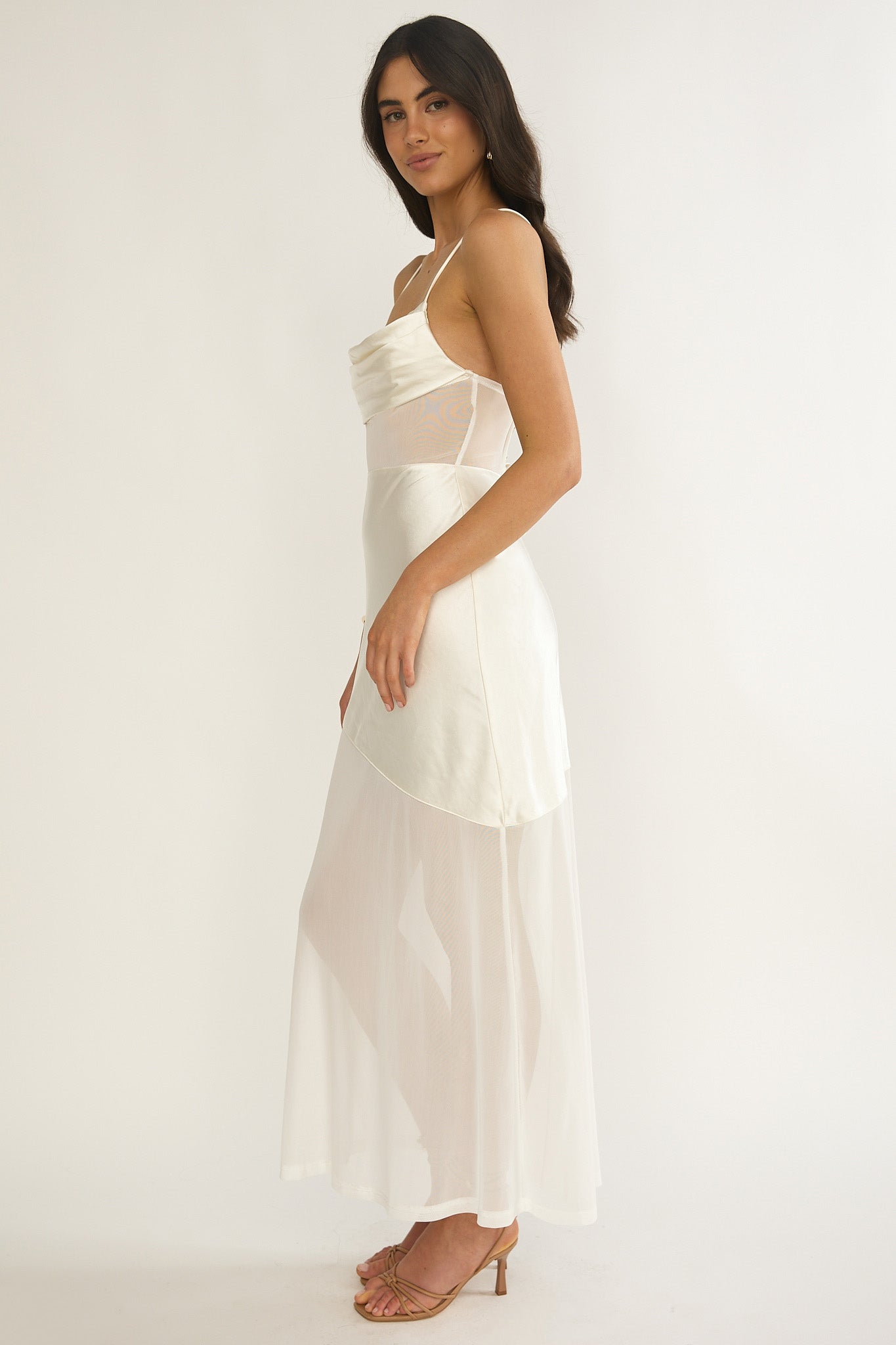Golden Era Sheer Waist Maxi Dress Oyster by Selfie Leslie Australia