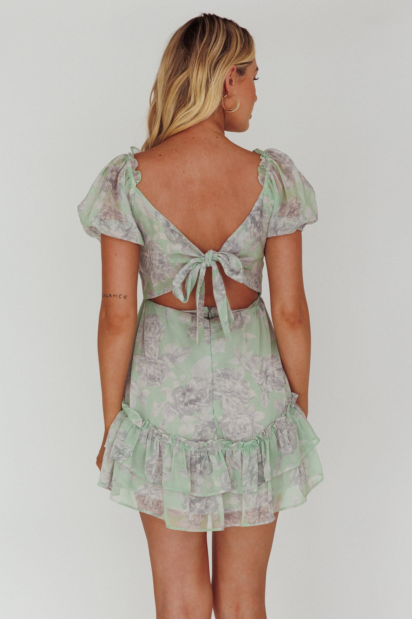 Sweet Nothings Puff Sleeve Twist Dress Floral Apple by Selfie Leslie Australia