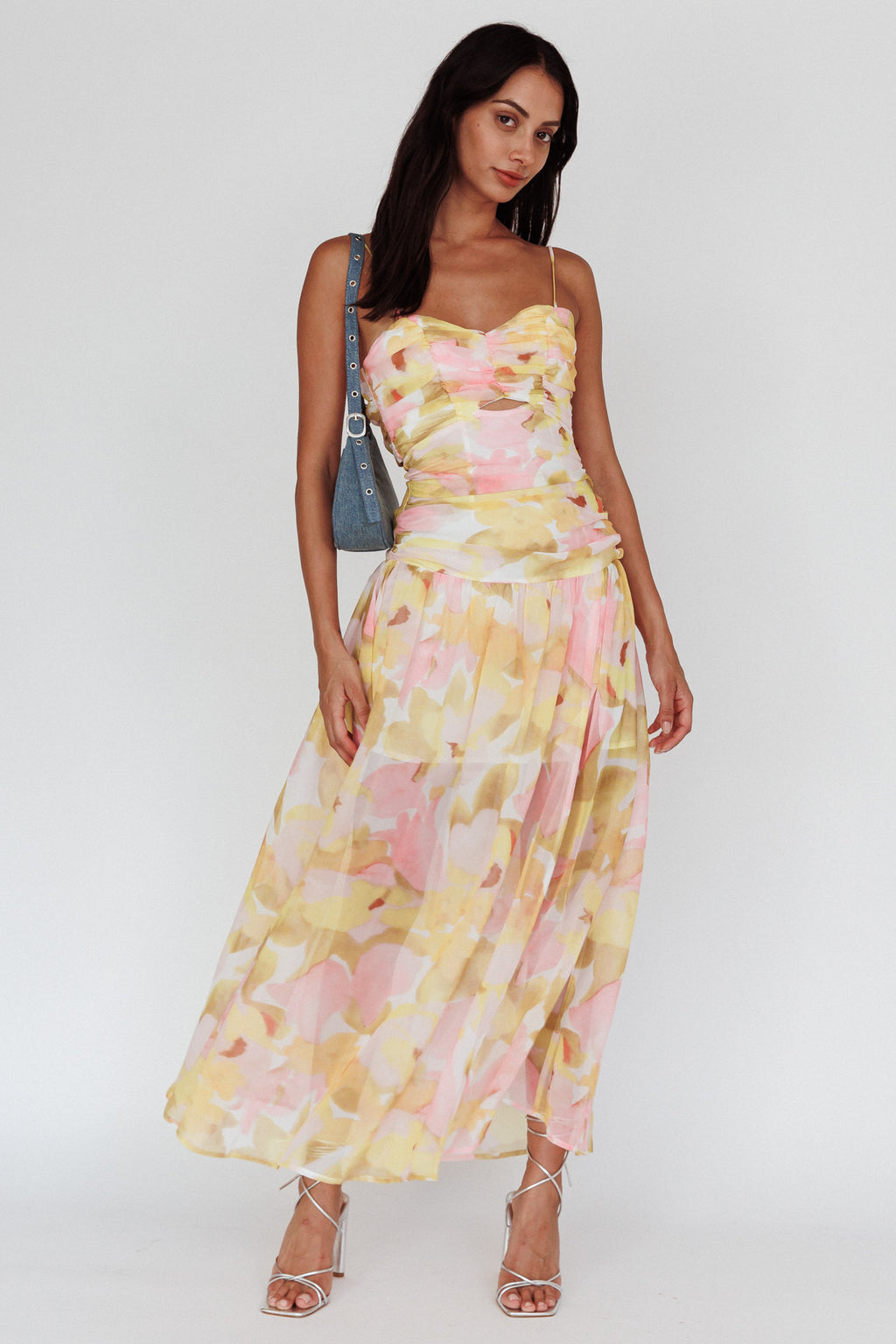 Stars Are Blind Tied Back Midi Dress Floral Pink by Selfie Leslie Australia