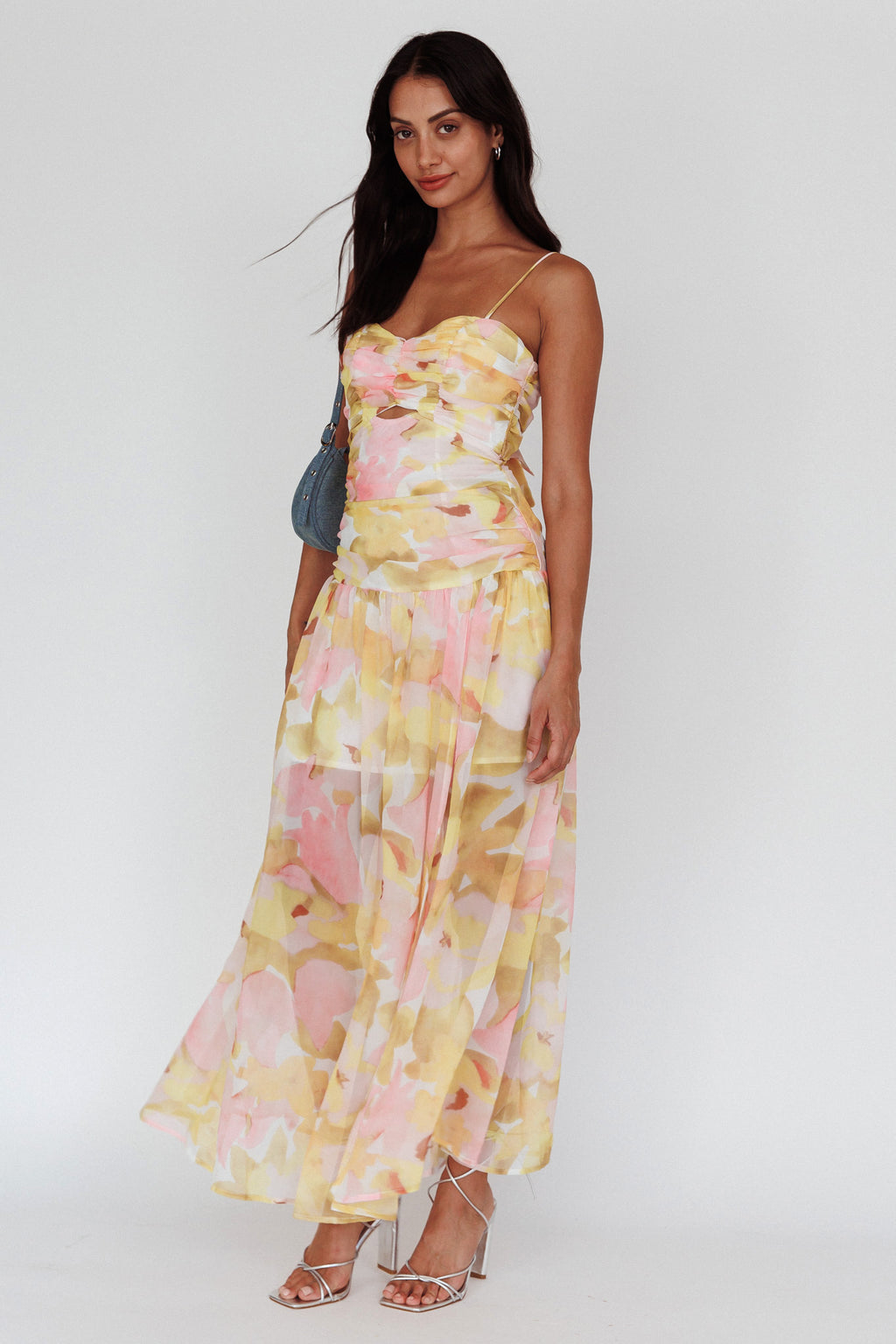 Stars Are Blind Tied Back Midi Dress Floral Pink by Selfie Leslie Australia