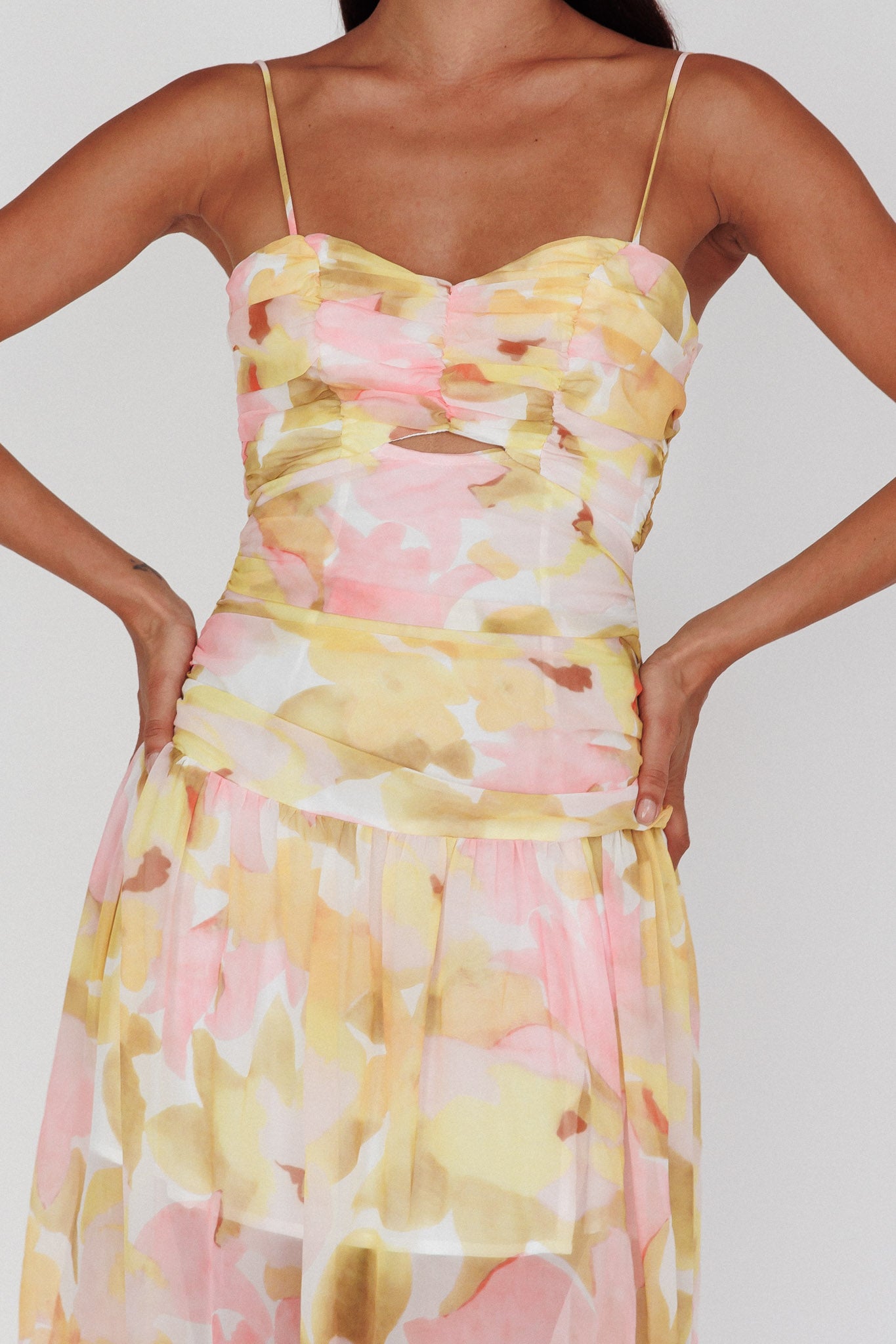 Stars Are Blind Tied Back Midi Dress Floral Pink by Selfie Leslie Australia
