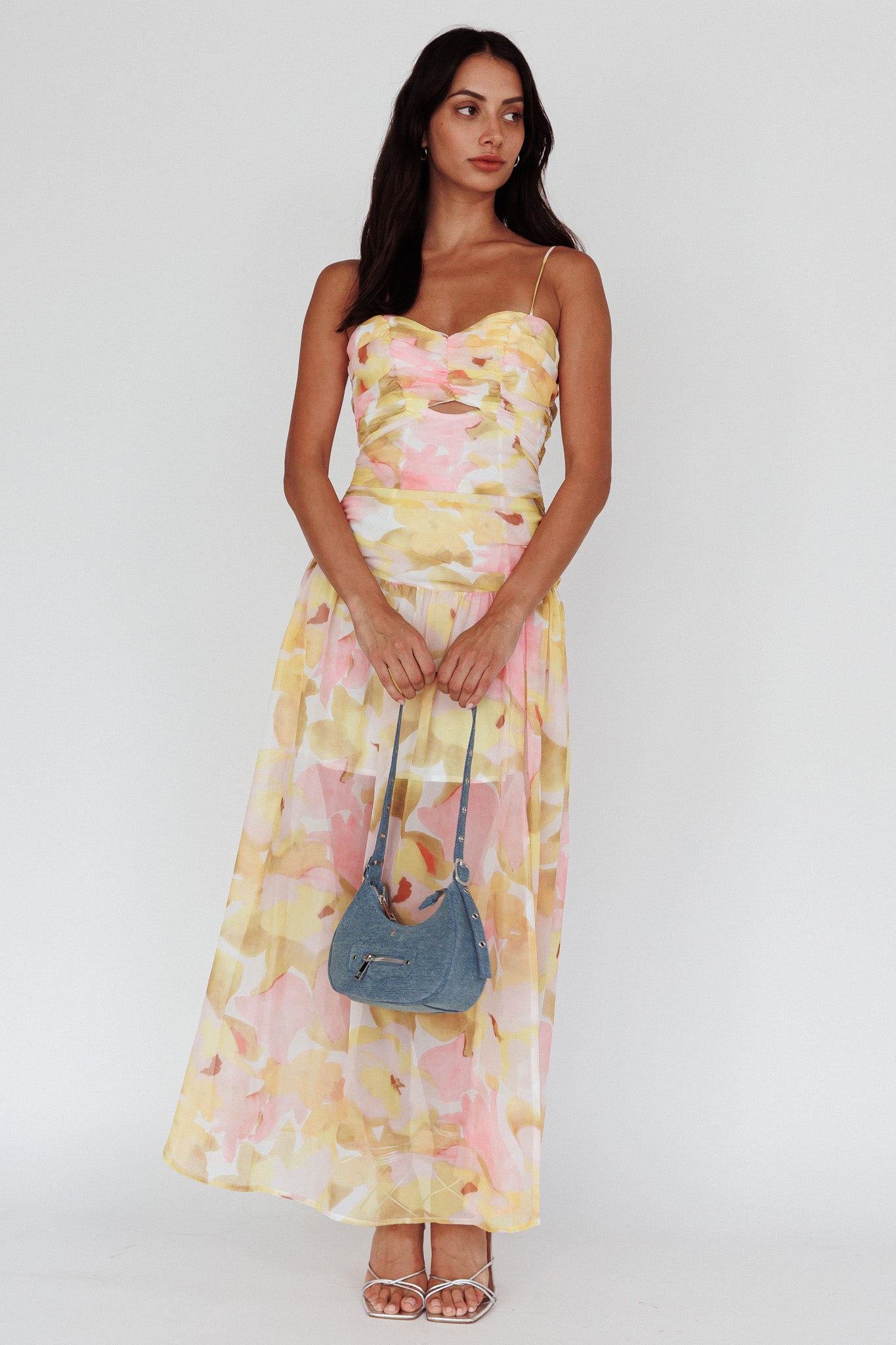 Stars Are Blind Tied Back Midi Dress Floral Pink by Selfie Leslie Australia