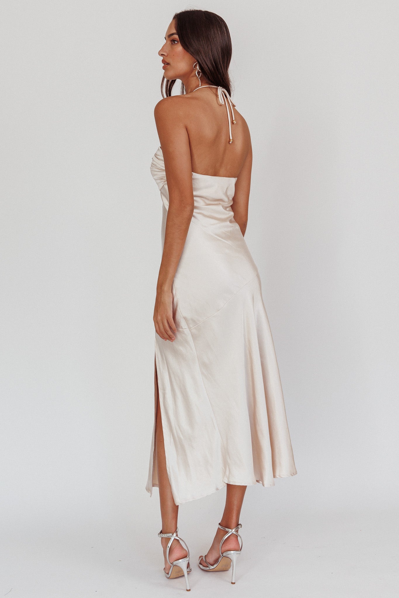 Kindred Spirit Strapless Gathered Bust Midi Dress Champagne by Selfie Leslie Australia