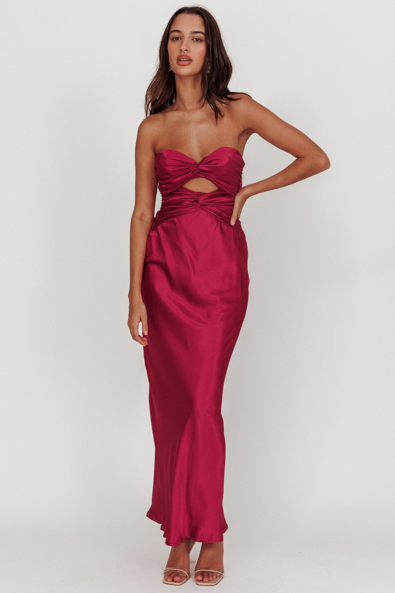 Good Impression Double Twist Maxi Dress Plum by Selfie Leslie Australia