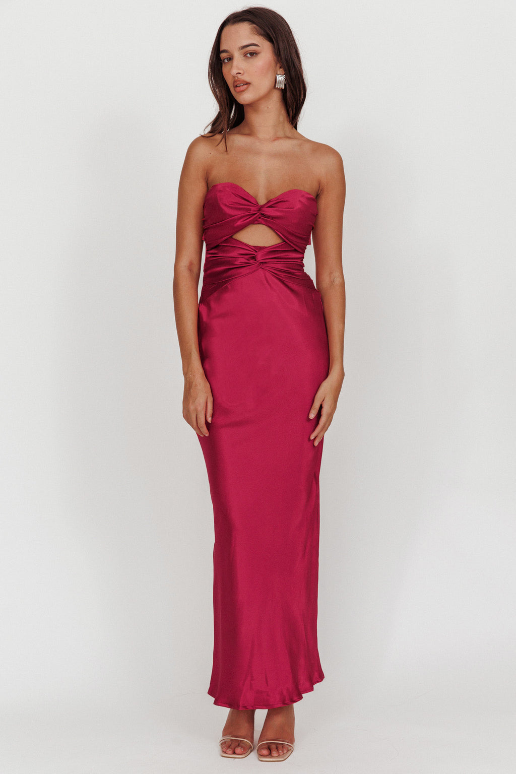 Good Impression Double Twist Maxi Dress Plum by Selfie Leslie Australia