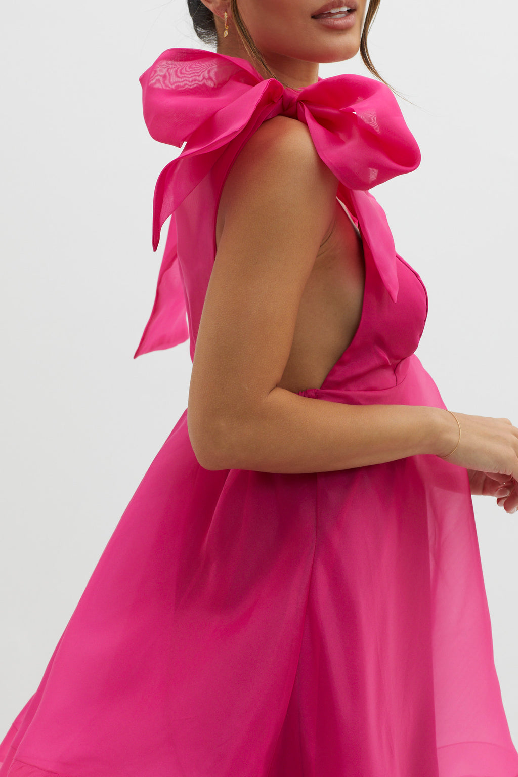 Chantilly Tied Shoulder Mini Dress Fuchsia by Selfie Leslie Australia