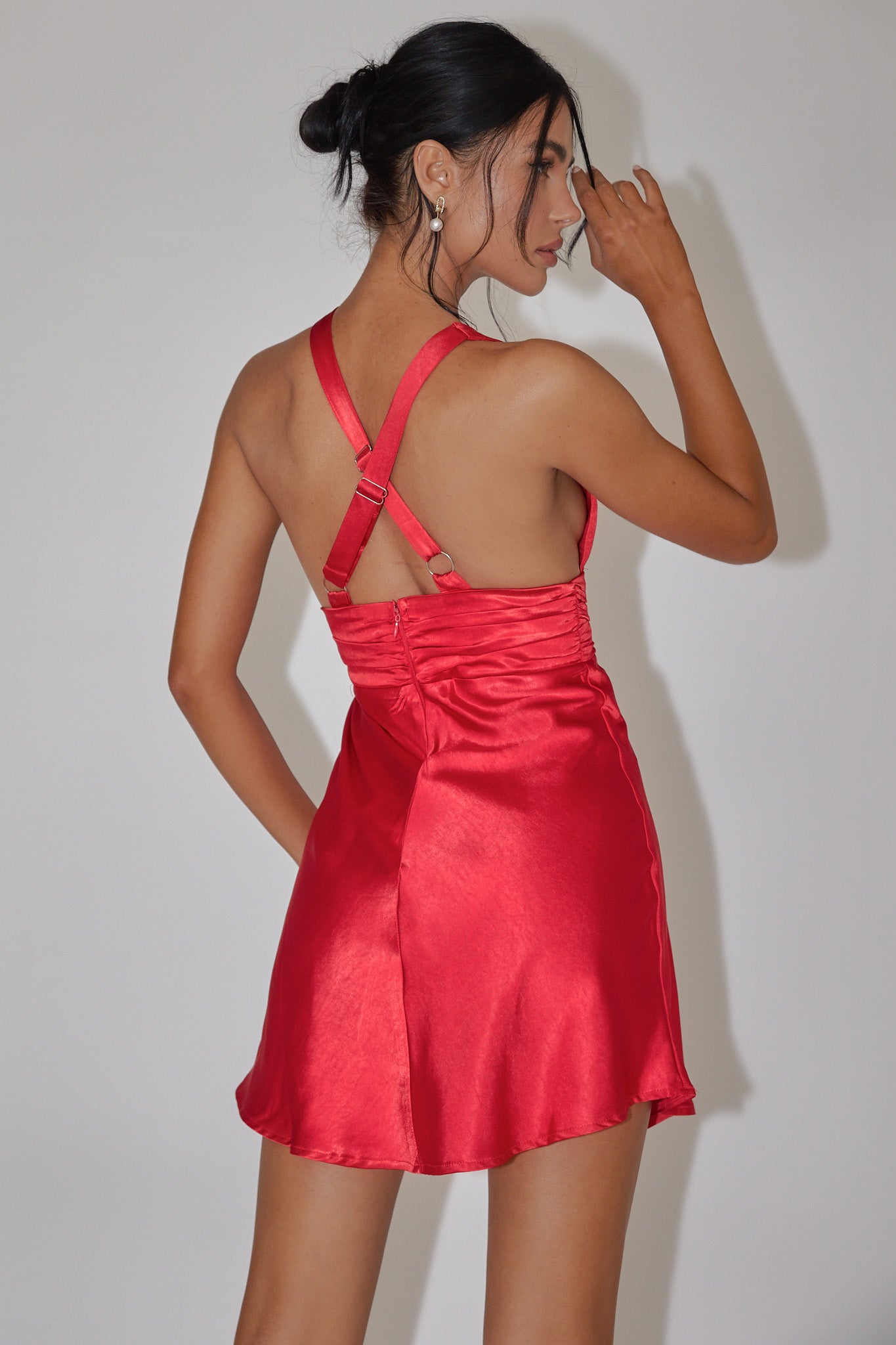 Mad About You Criss-Cross Back Mini Dress Fire Red by Selfie Leslie Australia