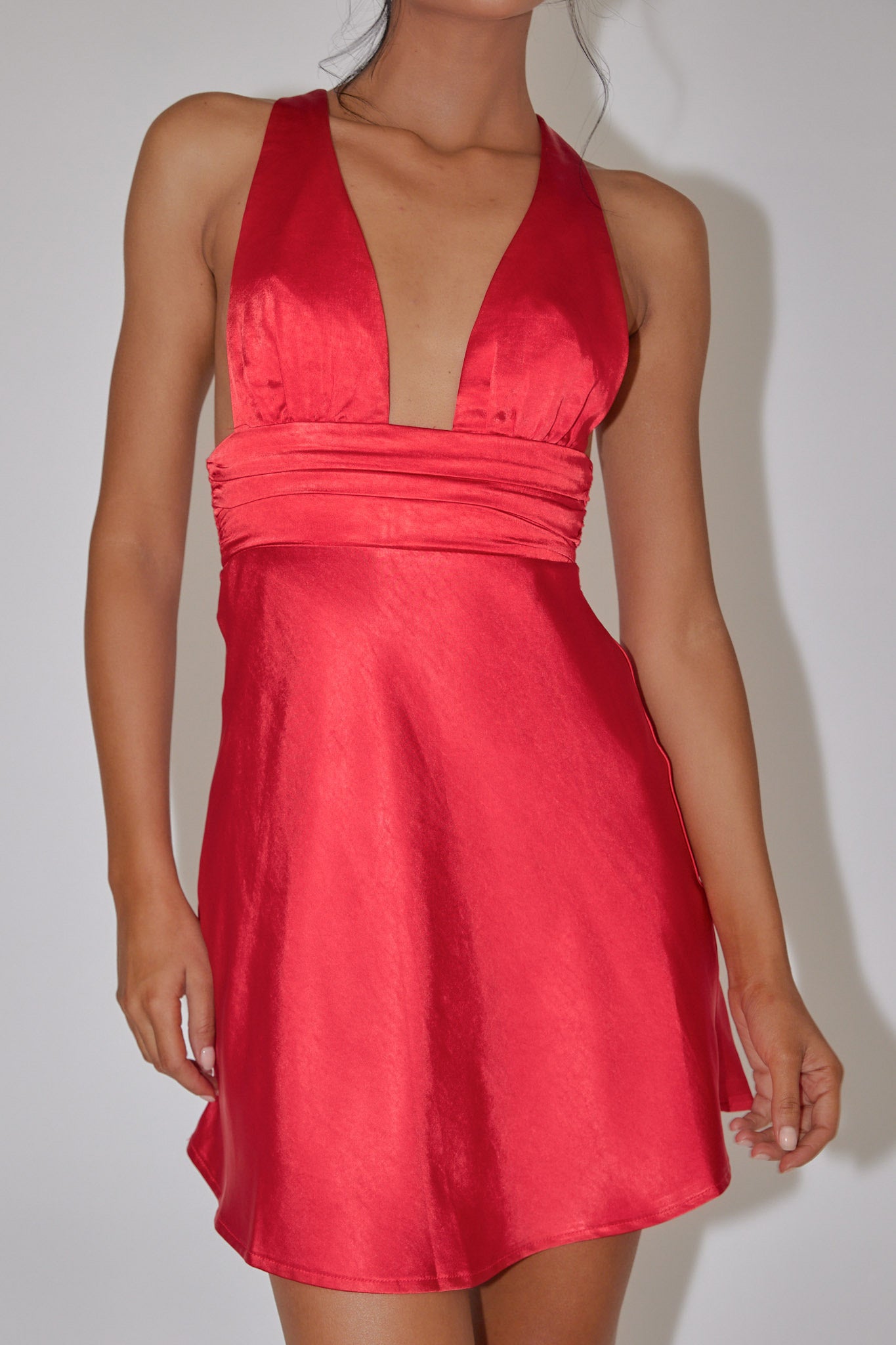 Mad About You Criss-Cross Back Mini Dress Fire Red by Selfie Leslie Australia