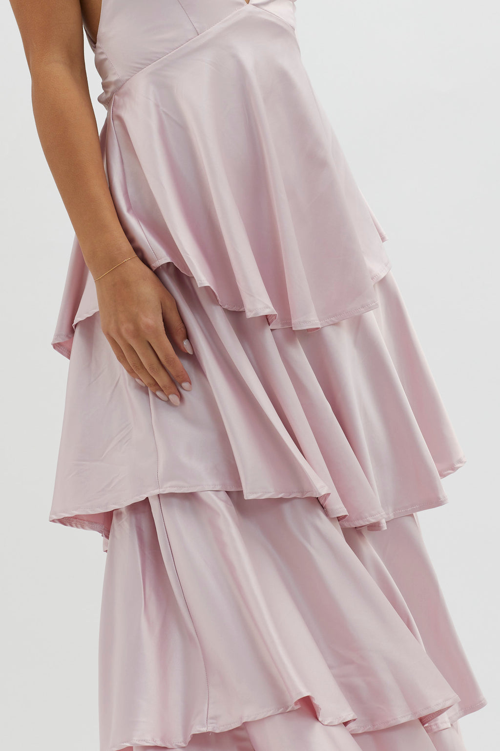 Auguste Tiered Frill Strappy Back Dress Blush by Selfie Leslie Australia