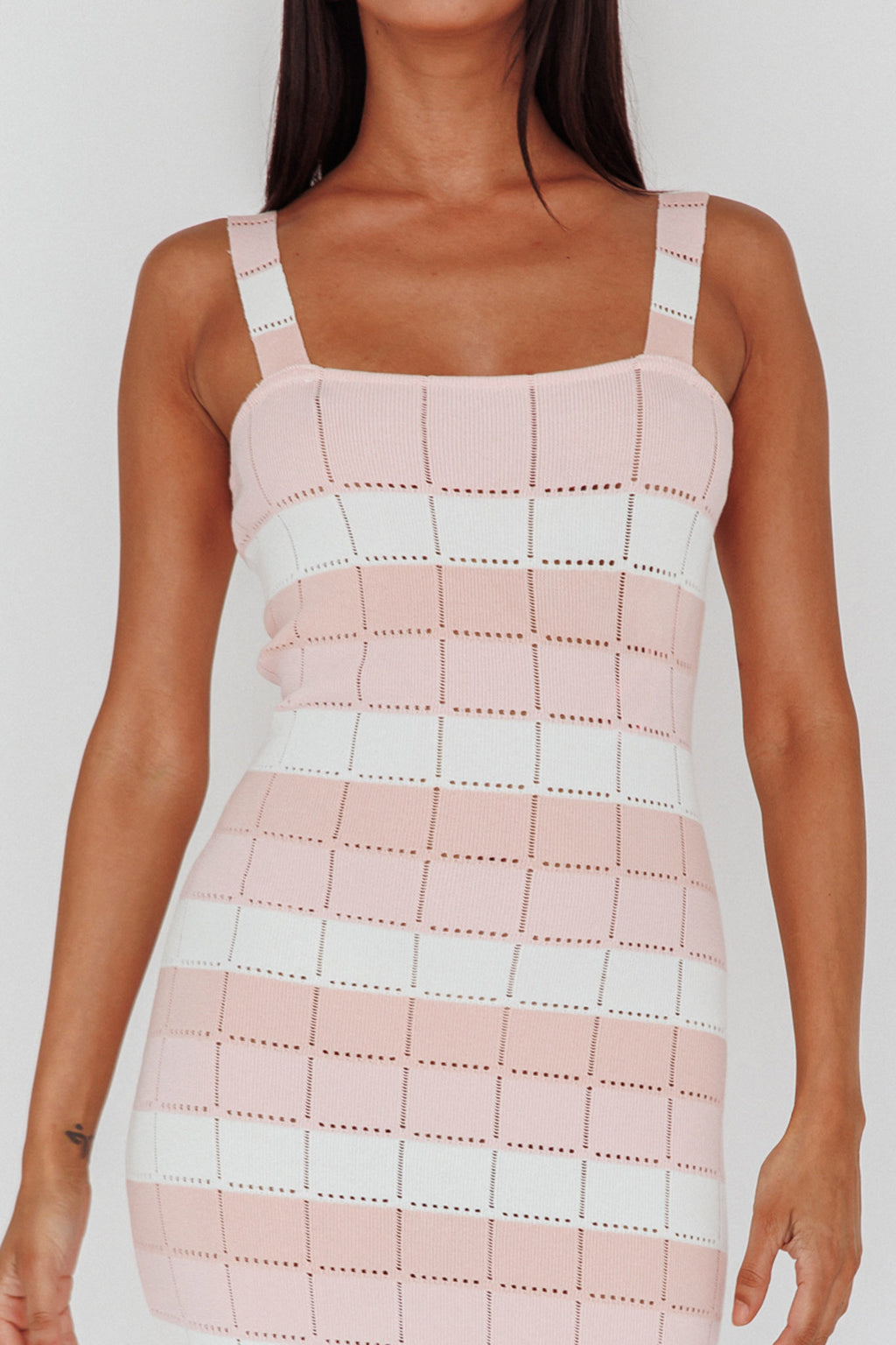 Chase The Sunrise Knit Midi Dress Striped Pink by Selfie Leslie Australia