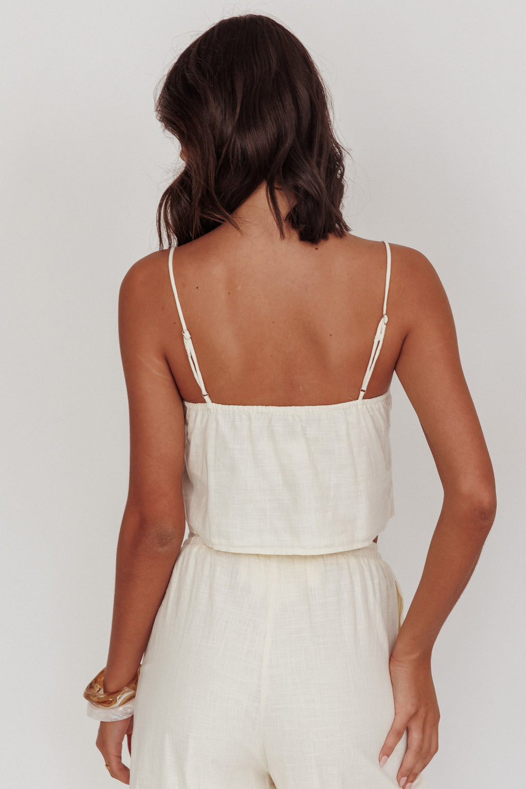 Sorrento Summer Embroidered Crop Top Beige by Selfie Leslie Australia