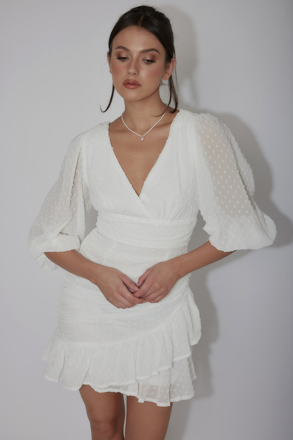 Wild Honey Hail Spot Mini Dress White by Selfie Leslie Australia