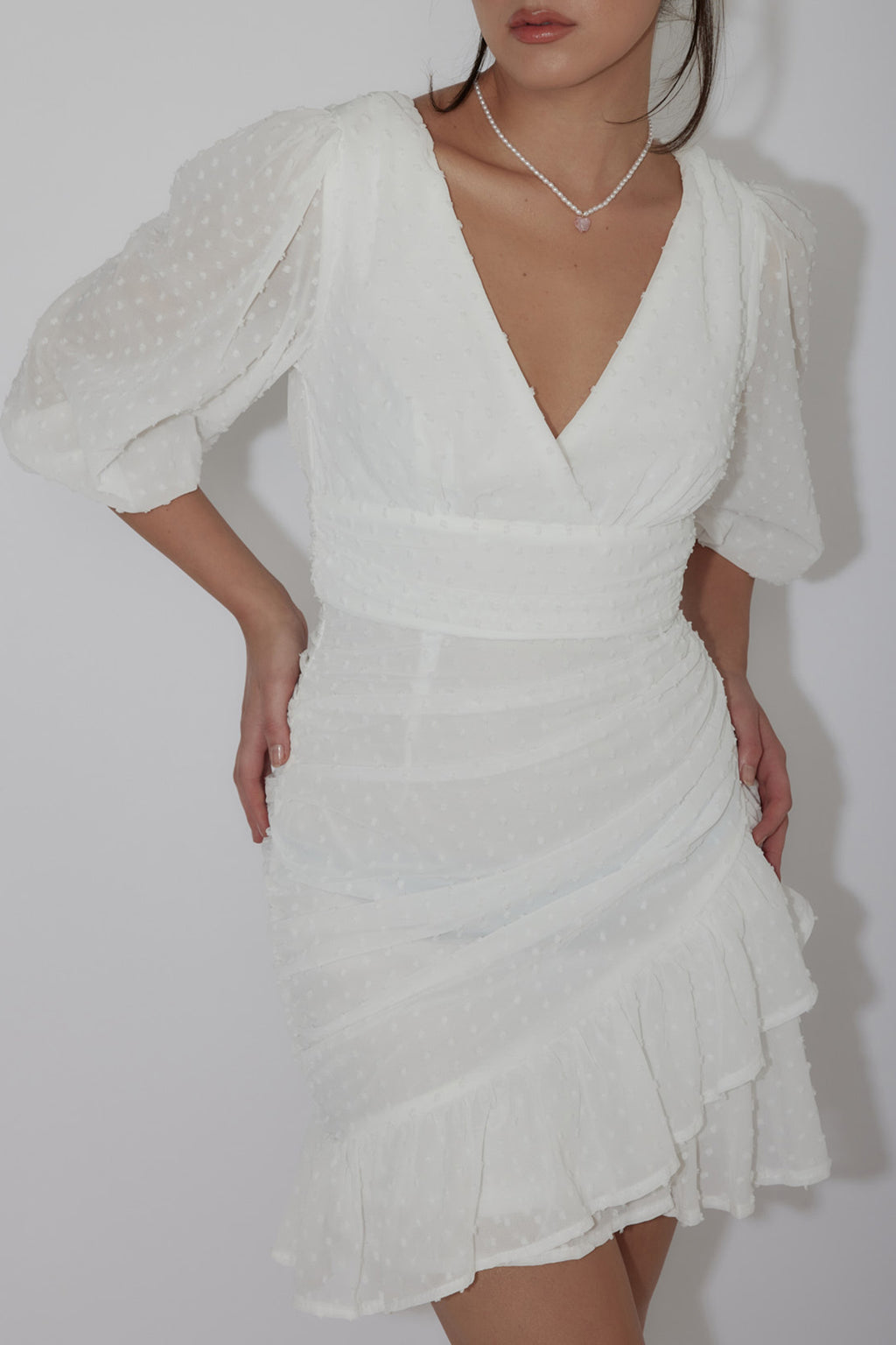 Wild Honey Hail Spot Mini Dress White by Selfie Leslie Australia