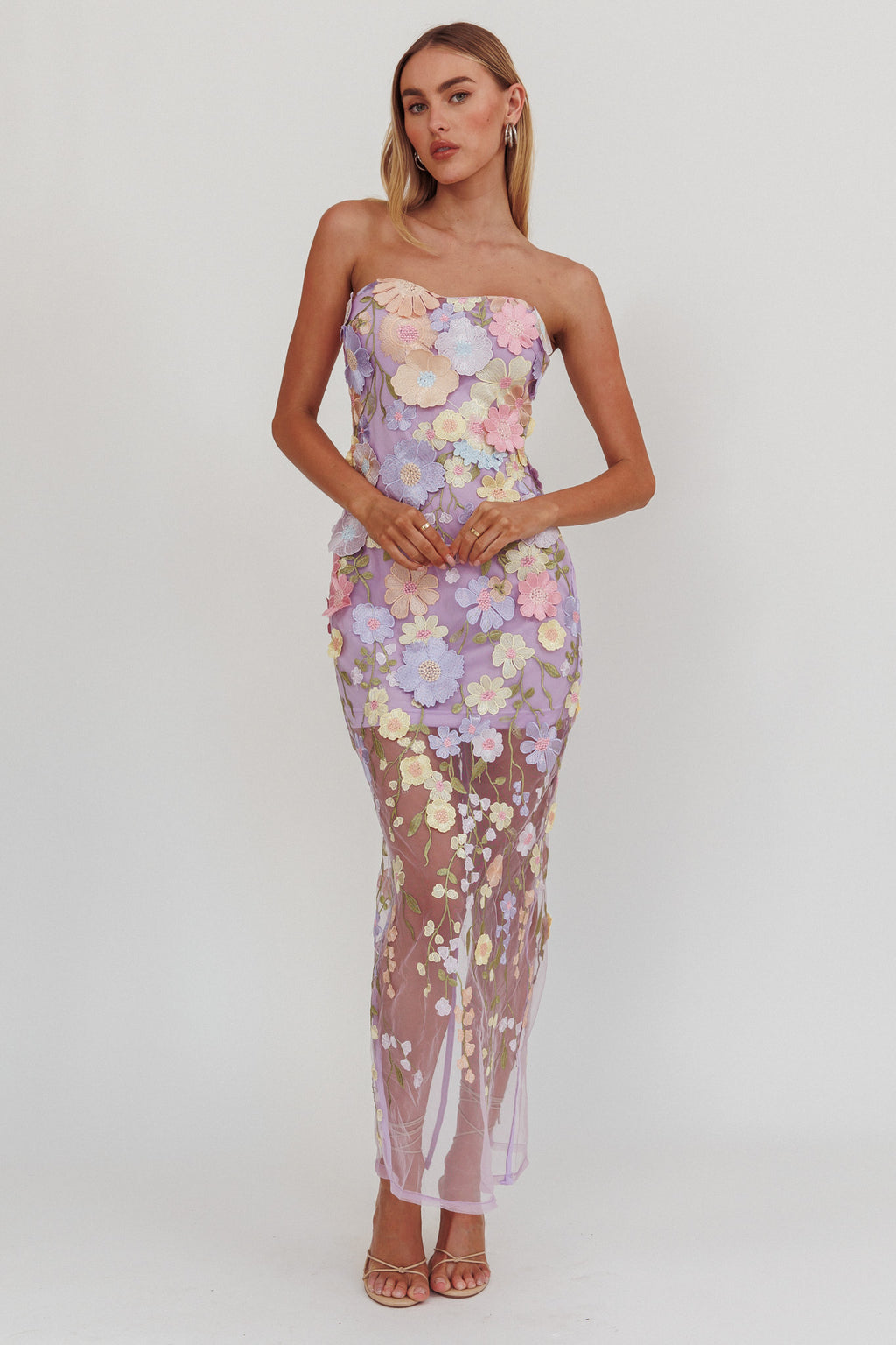 Euphoria Dream Embellished Mesh Maxi Dress Lilac by Selfie Leslie Australia