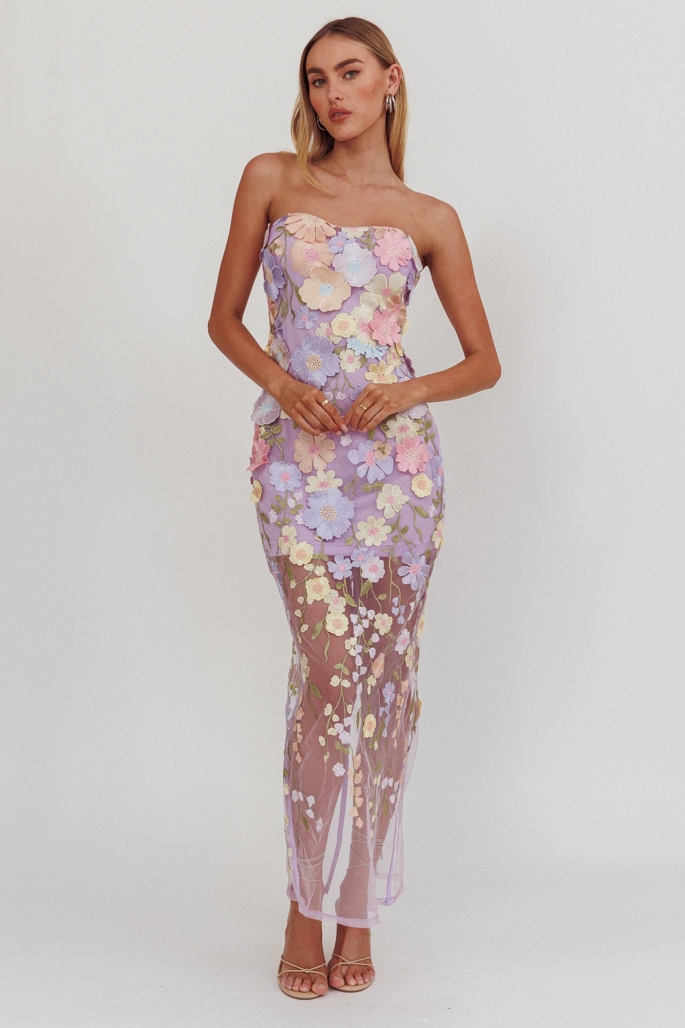 Euphoria Dream Embellished Mesh Maxi Dress Lilac by Selfie Leslie Australia