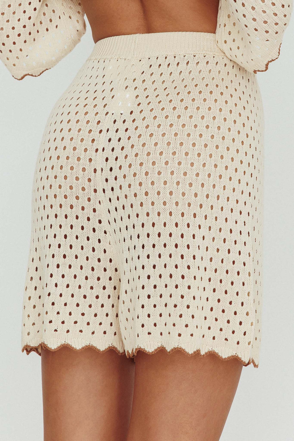 Just A Hunch Crochet Shorts Nutmeg/Shell by Selfie Leslie Australia